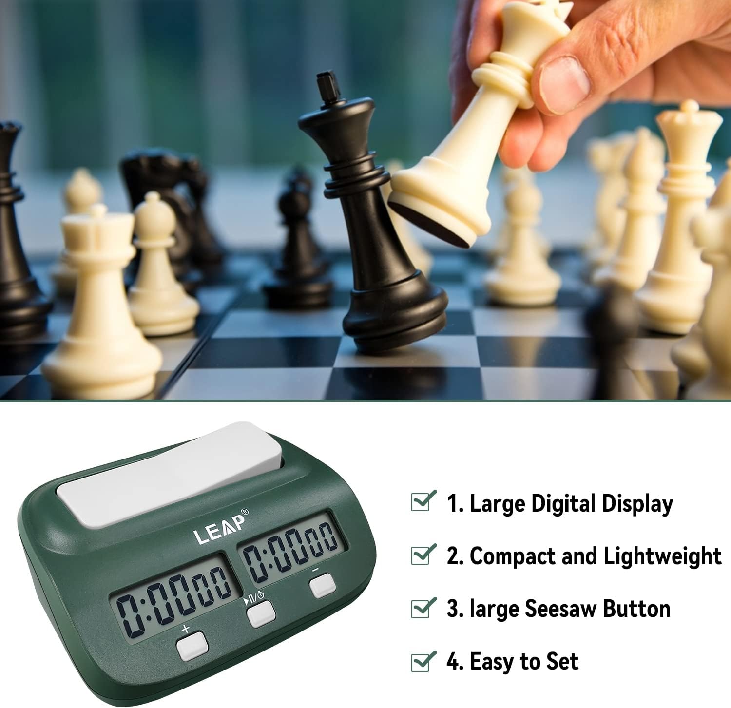 Dimensions of the LEAP Digital Chess Clock Timer.