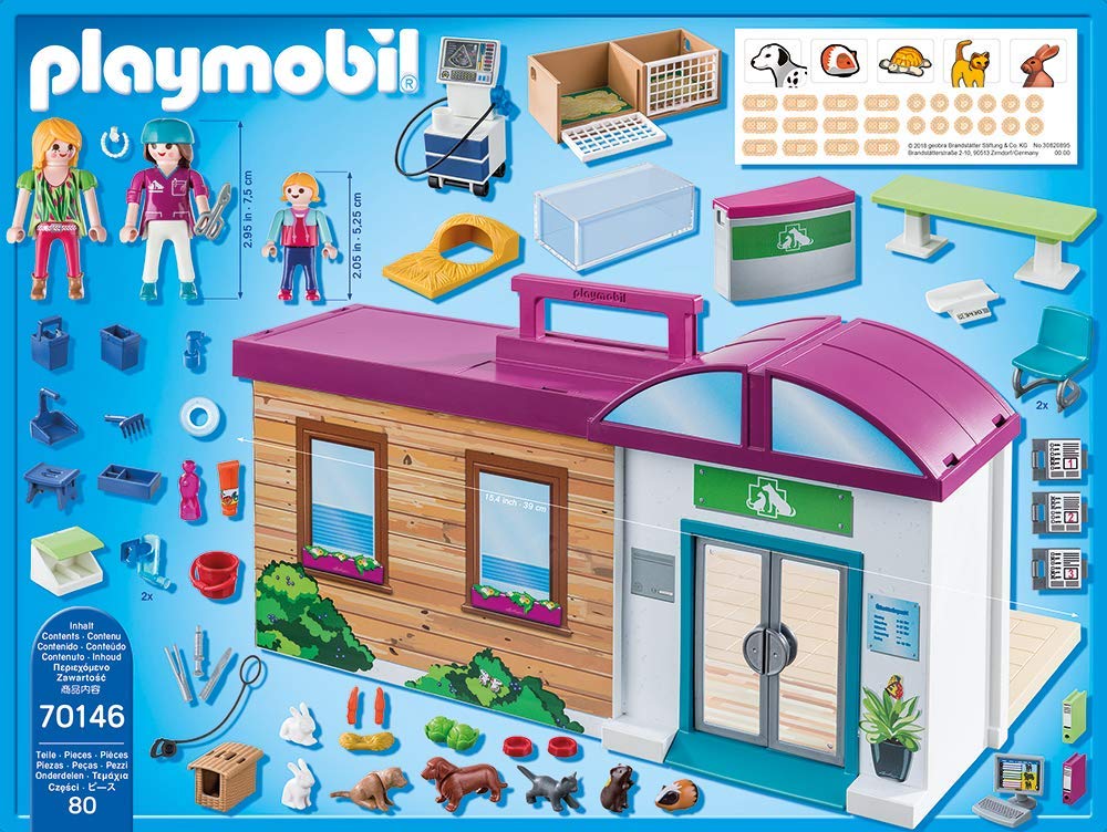 PLAYMOBIL City Life 70146 Mitnehm-Tierklinik mit Figuren, Tieren und Zubehör, ab 4 Jahren