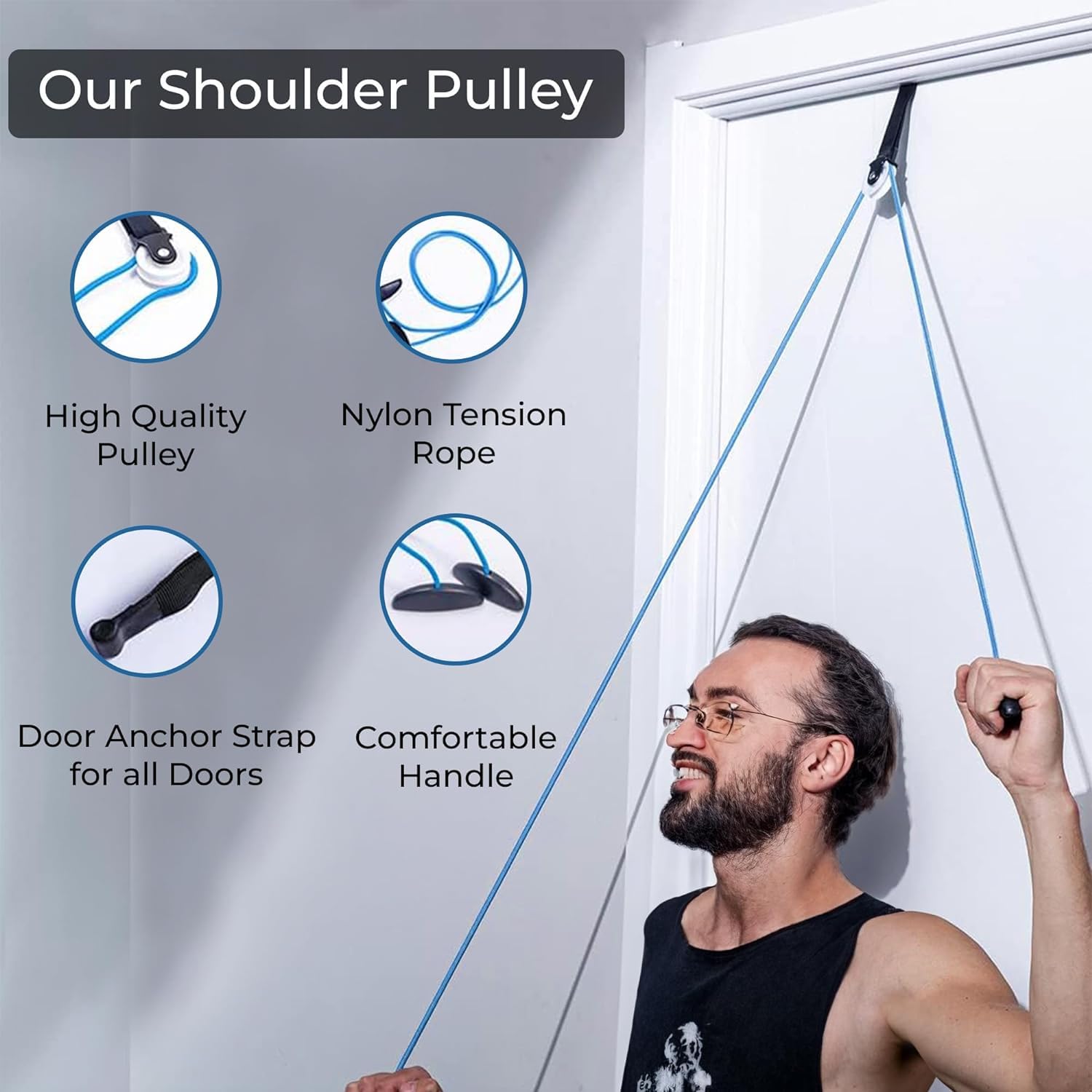MADISON π ππππ«π¬ πππ«π«ππ§ππ² Physiotherapy Rope and Pulley for Pain Relief (Without bearing) Hand Shoulder Pulley Equipment Kit Rope For Home Gym Exercise & Physical Therapy 4