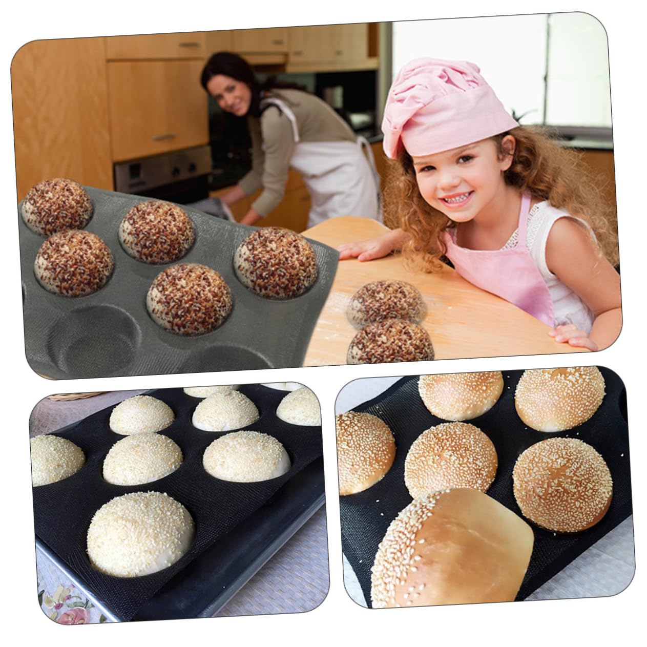 HEMOTON 4pièces Moule à Silicone Non-adhésif Utilisation Sûre Au Four - Et Congélateur Pour Burger Buns Accessoire De Cuisine Pratique