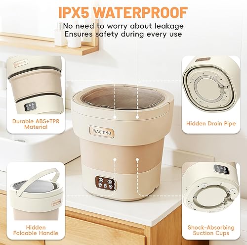 Miniatura 6 de Lavadora plegable  Mini lavadora portátil de 12 litros y secadora giratoria, con cesta de secado giratorio, limpieza profunda de ropa interior, ropa