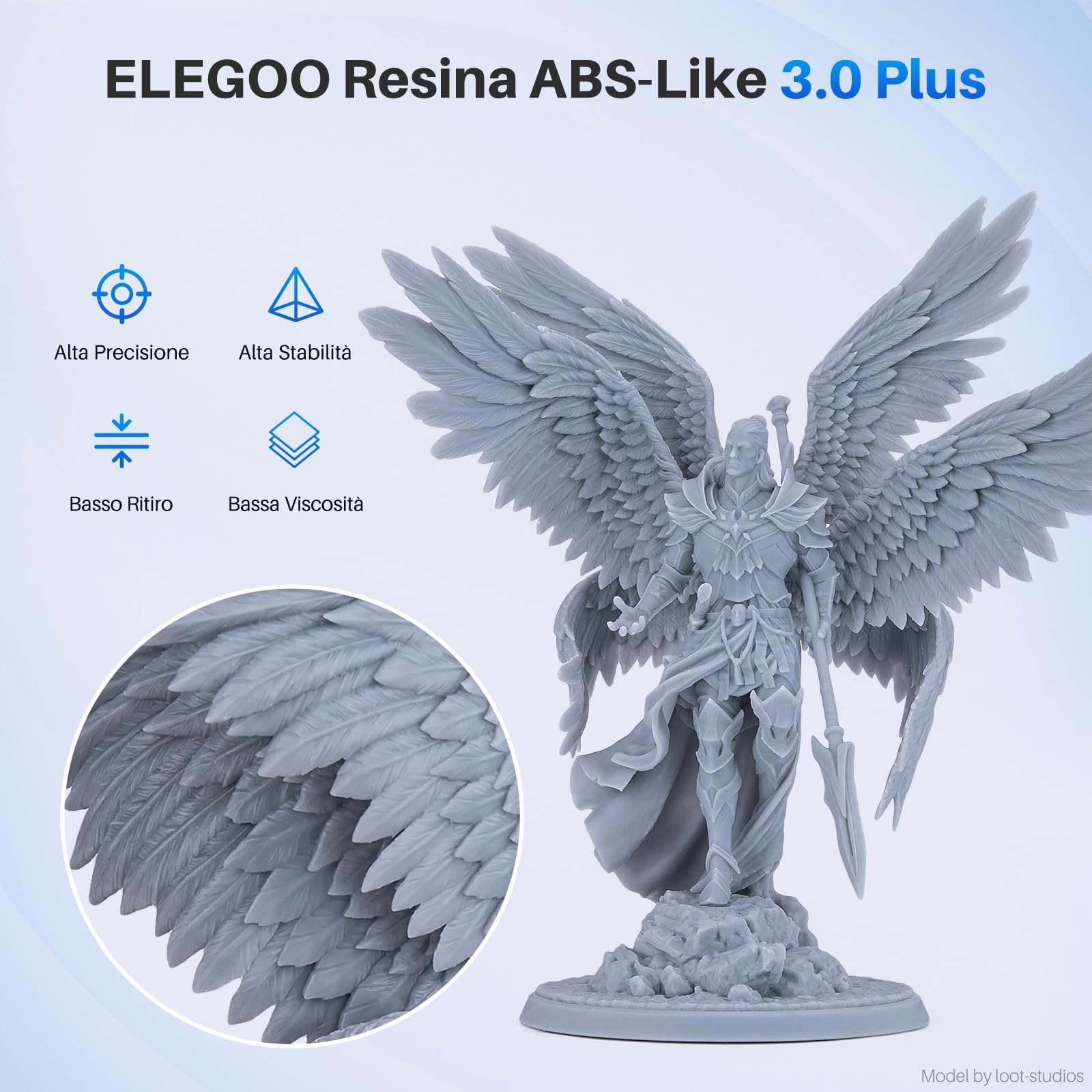 ELEGOO Resina ABS-Like 3.0+ 1 kg Grigio, UV Rapida per LCD, Alta Precisione, Non Fragile, Maggiore Forza e Durezza, Compatibile con Stampanti 3D LCD/DLP
