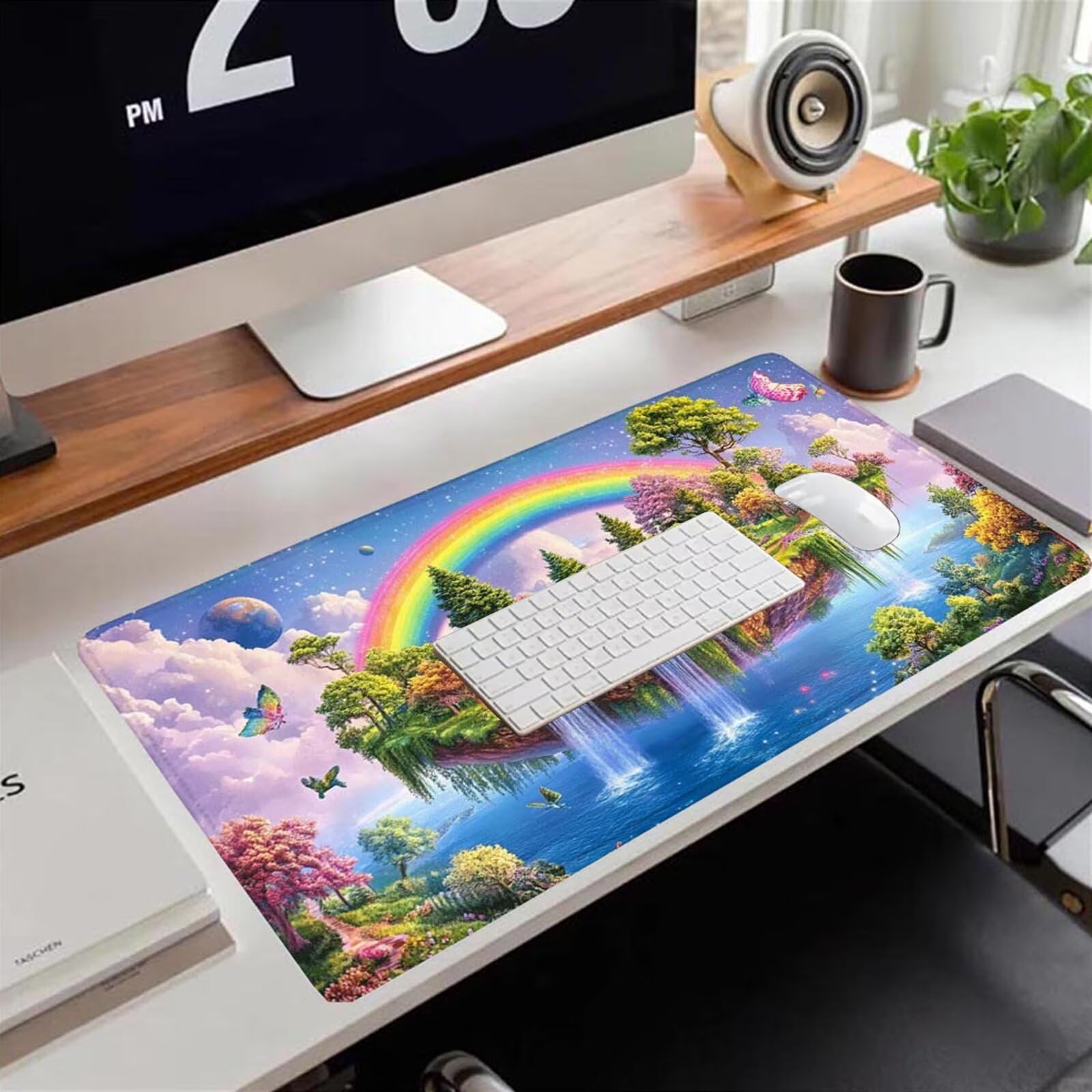 Gamingowa podkładka pod mysz 1200 x 600 x 3 mm, XXL, wodoszczelna, odporna na ścieranie, z przyszytymi krawędziami, niebieska, podkładka na biurko, poprawia prędkość i precyzję pod laptopa, komputer