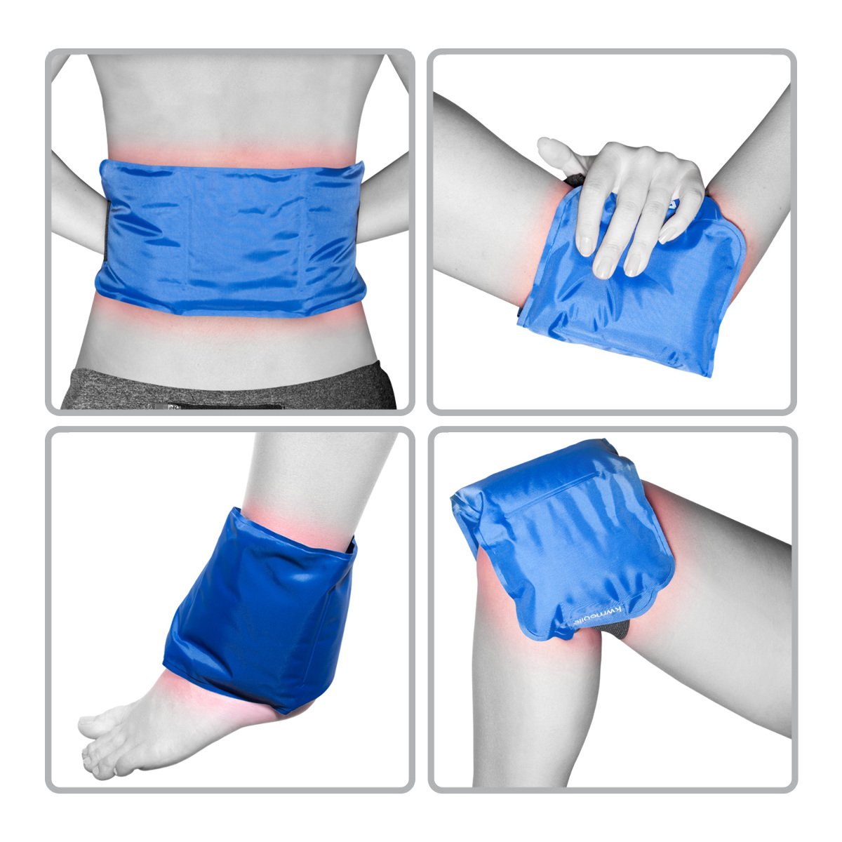 kwmobile Cuscinetto Termico Gel Caldo Freddo - Cintura Fascia Termica Elastica Schiena Addome - Cuscino Termico Ghiaccio Sintetico Borsa Acqua Calda
