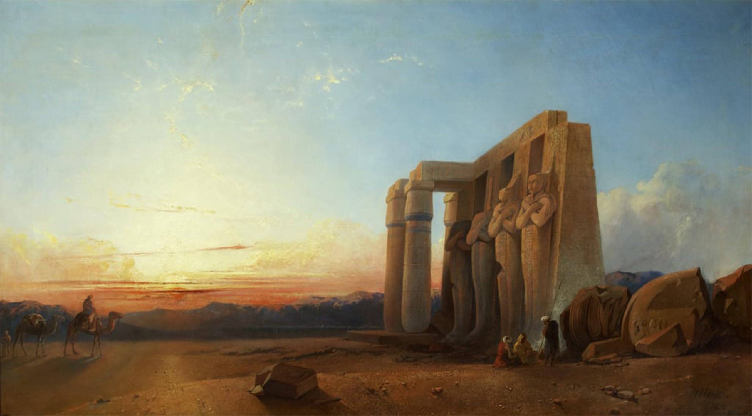 ARTXLXXBN Famous Print Painting Colorful Art Print the Ramesseum At Thebes Sunset by William Muller Canvas Art Decorations for Home Decor 60x90cm