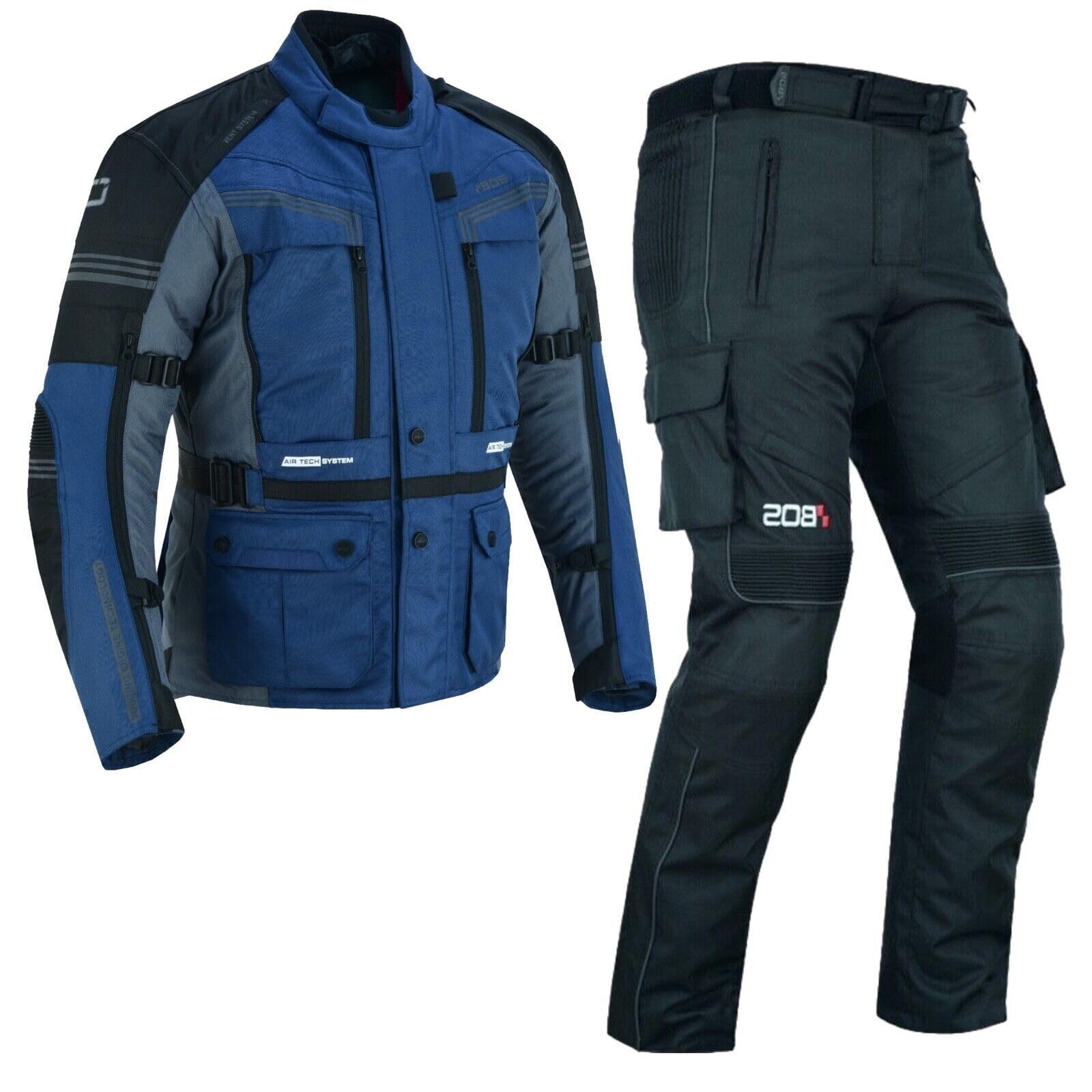 WMW WALI MOTO WEAR 2-Teiler Motorradkombi Herren Cordura Textil Motorradjacke Motorradhose mit CE-Protektoren,Motorradkombi Biker Textil Anzug – Jacke & Hose – Wasserdicht, Winddicht, Atmungsaktiv