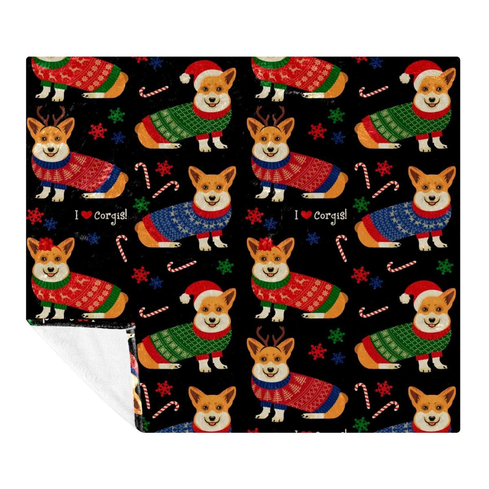 Couverture Corgi de Noël plaid doux pour cocooning sur le canapé et lit