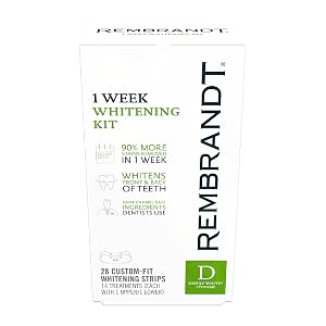 REMBRANDT Deeply White Peroxide 1 Week Teeth Whitening Kit Removes Tough Stains Enamel-Safe 28 Custom-Fit Whitening Strips 14