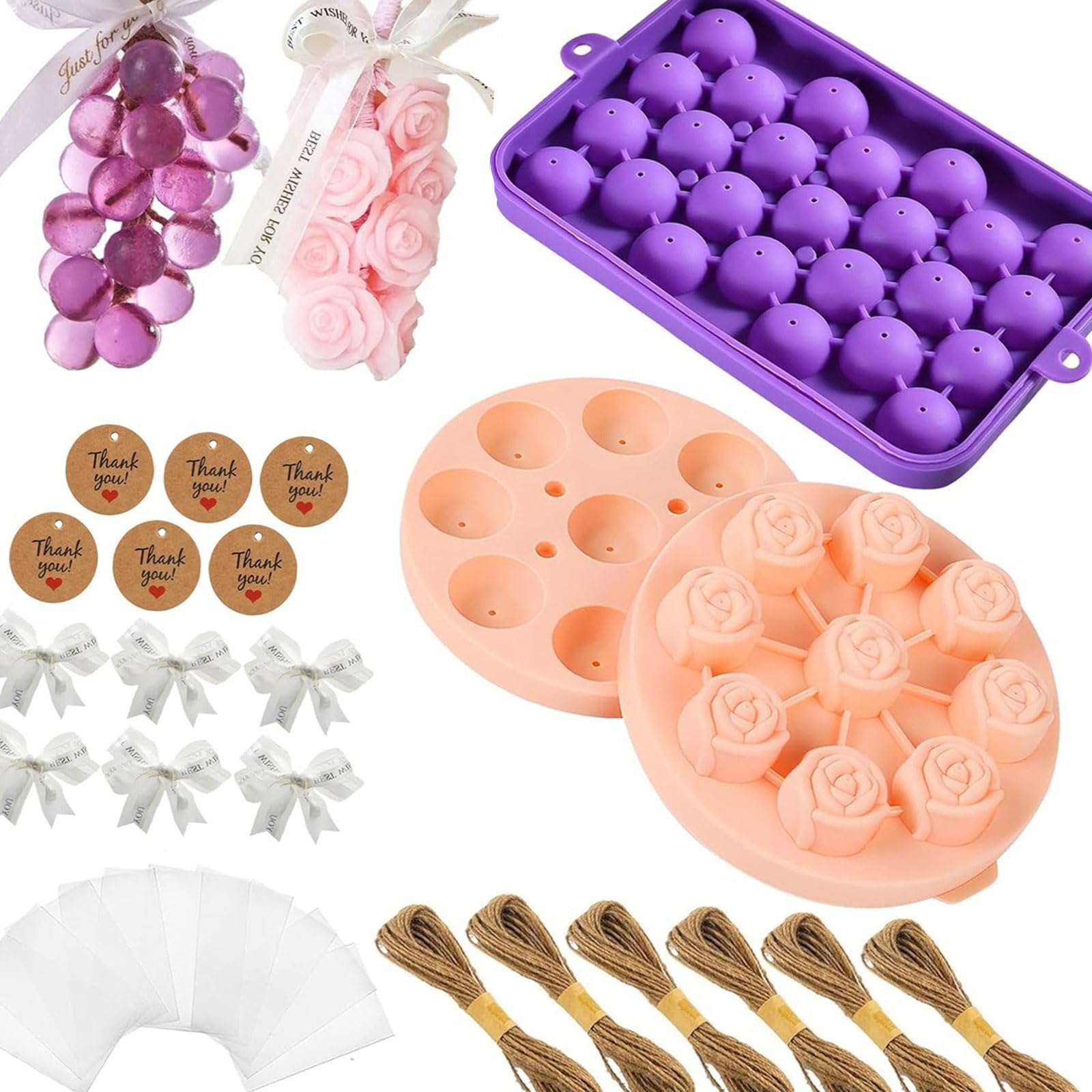 Aqvjd 26Pcs Soap Crafting Set with Food Grade Silicone Soap Molds for Mother ' s Day Gift Home Decoration Molds