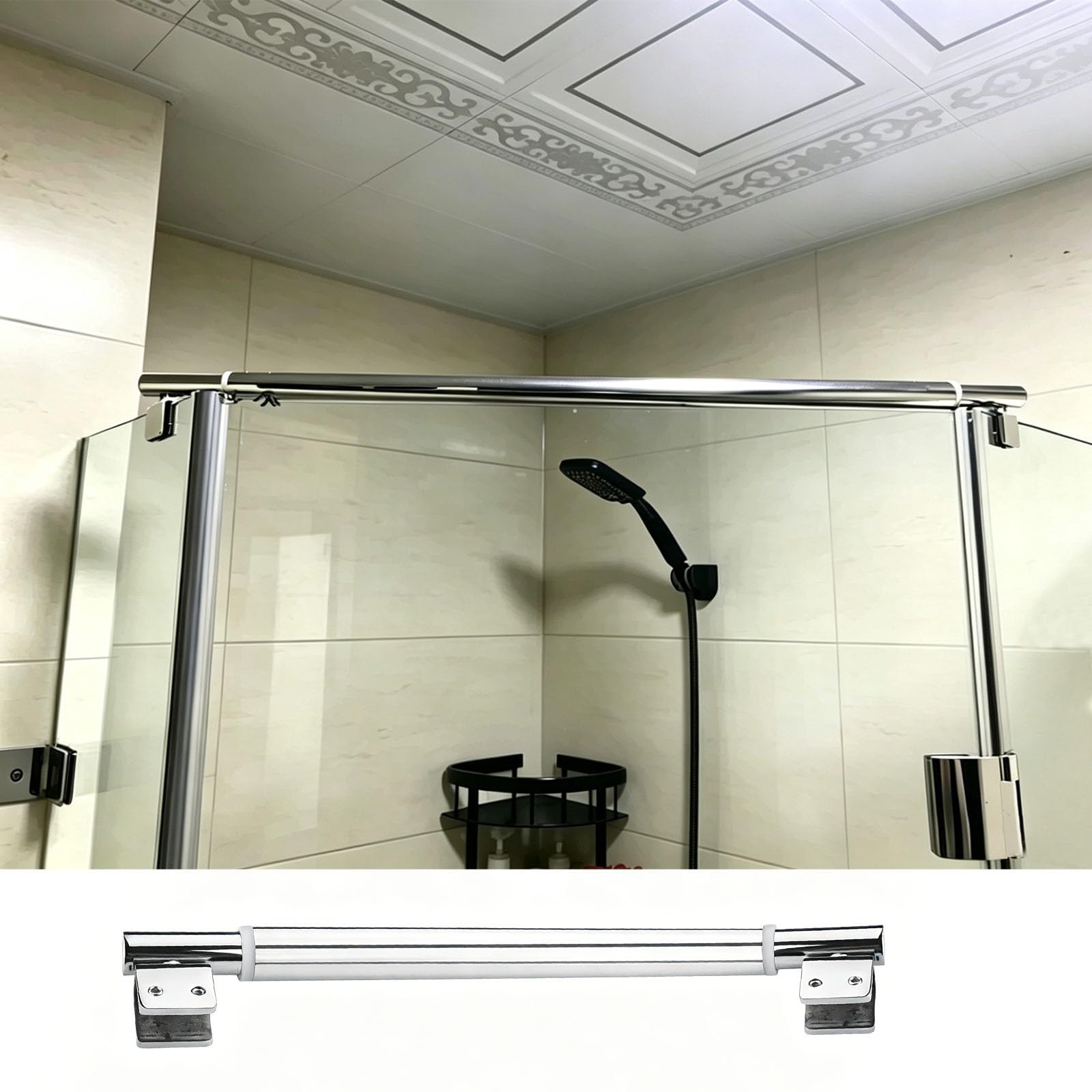 Stabilisateur de panneau de douche sans cadre | Bras support verre sur verre extensible 100-120cm