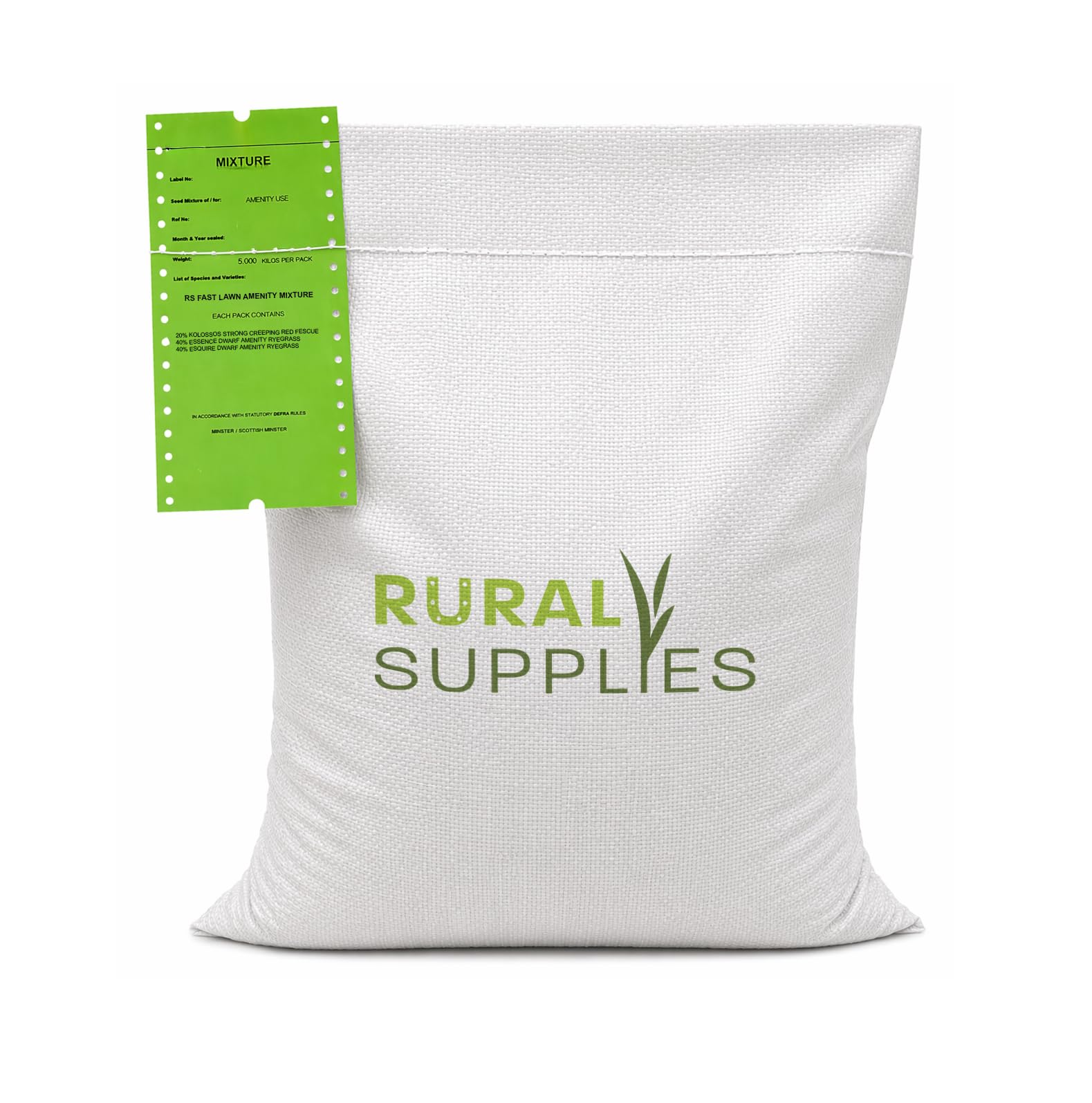 Rural Supplies Premium Grass Seed Mix - Hardy, Fast-Growing, Covers up to 250m2, Pet Safe, Perfect for UK Climate - Thick, Hard-Wearing, Easy-to-Grow, Low Maintenance Lawn (5kg)