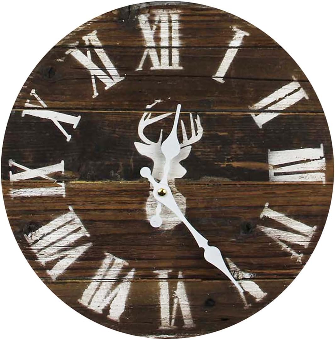 The Wildflower Company PP277 Wood Rustic Deer Clock