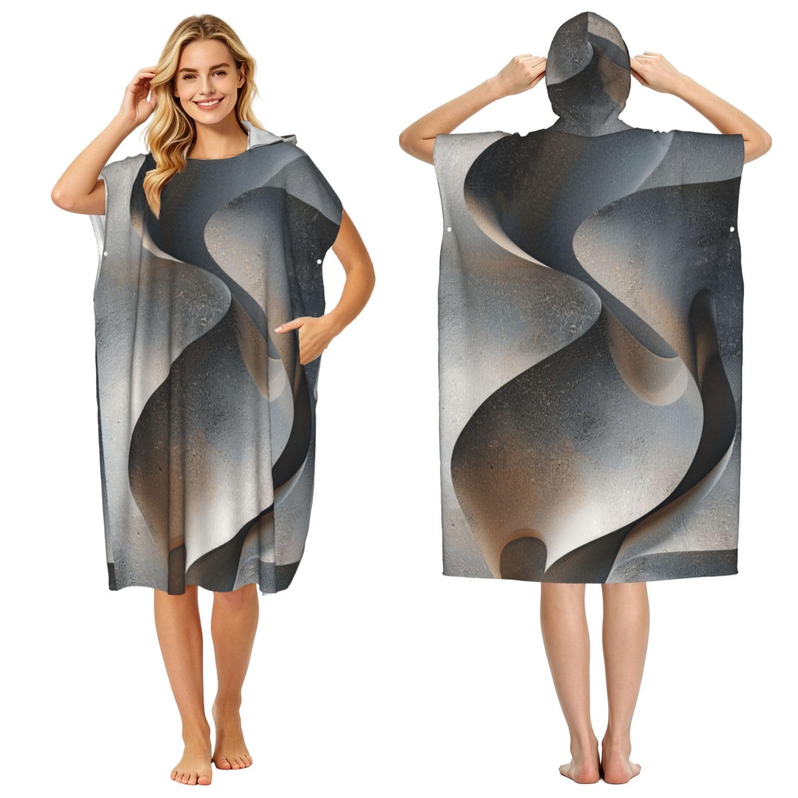 KLGRTJHK Frosted Adult Hooded Beach Poncho Towel 43"X35"