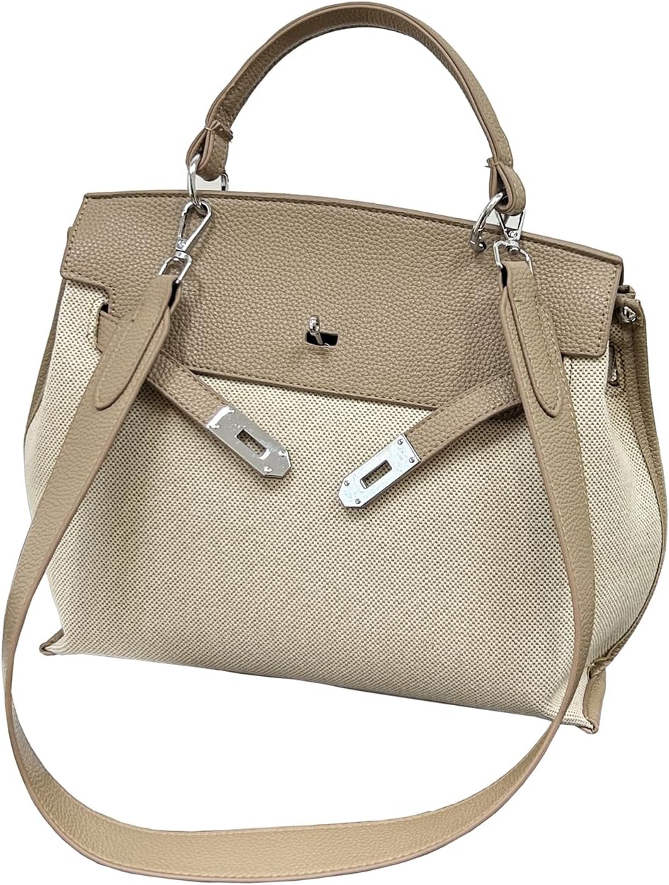 ANA McQueen] 上質本革 バイカラーステッチ ハンドバッグ ANA McQueen