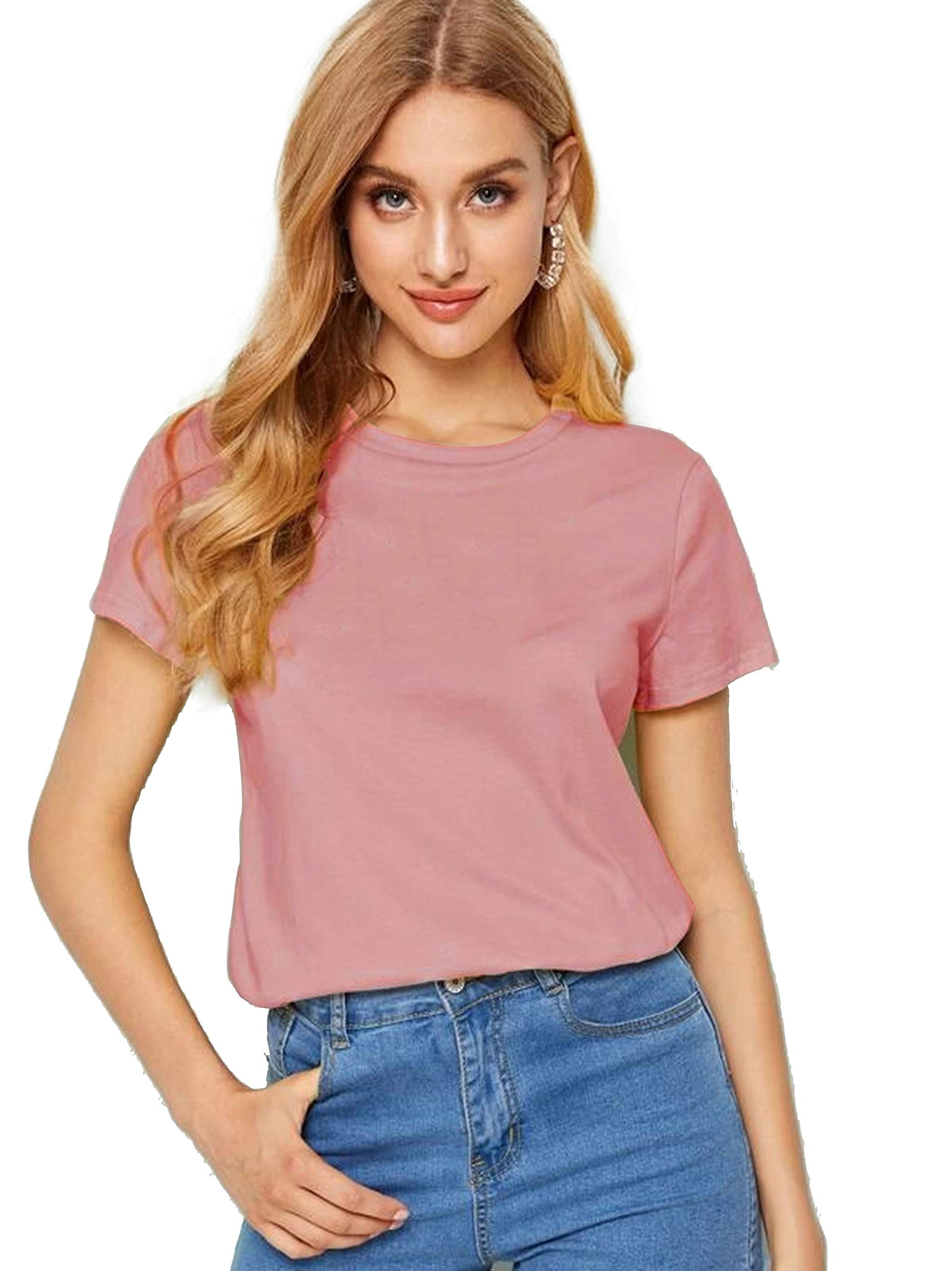 Young Trendz Women Plain Cotton T-Shirts |Women's 100% Cotton Solid Regular Fit Round Neck Half Sleeve Tshirt | Casual T-Shirt| Basic plain tshirt for women | S M L XL