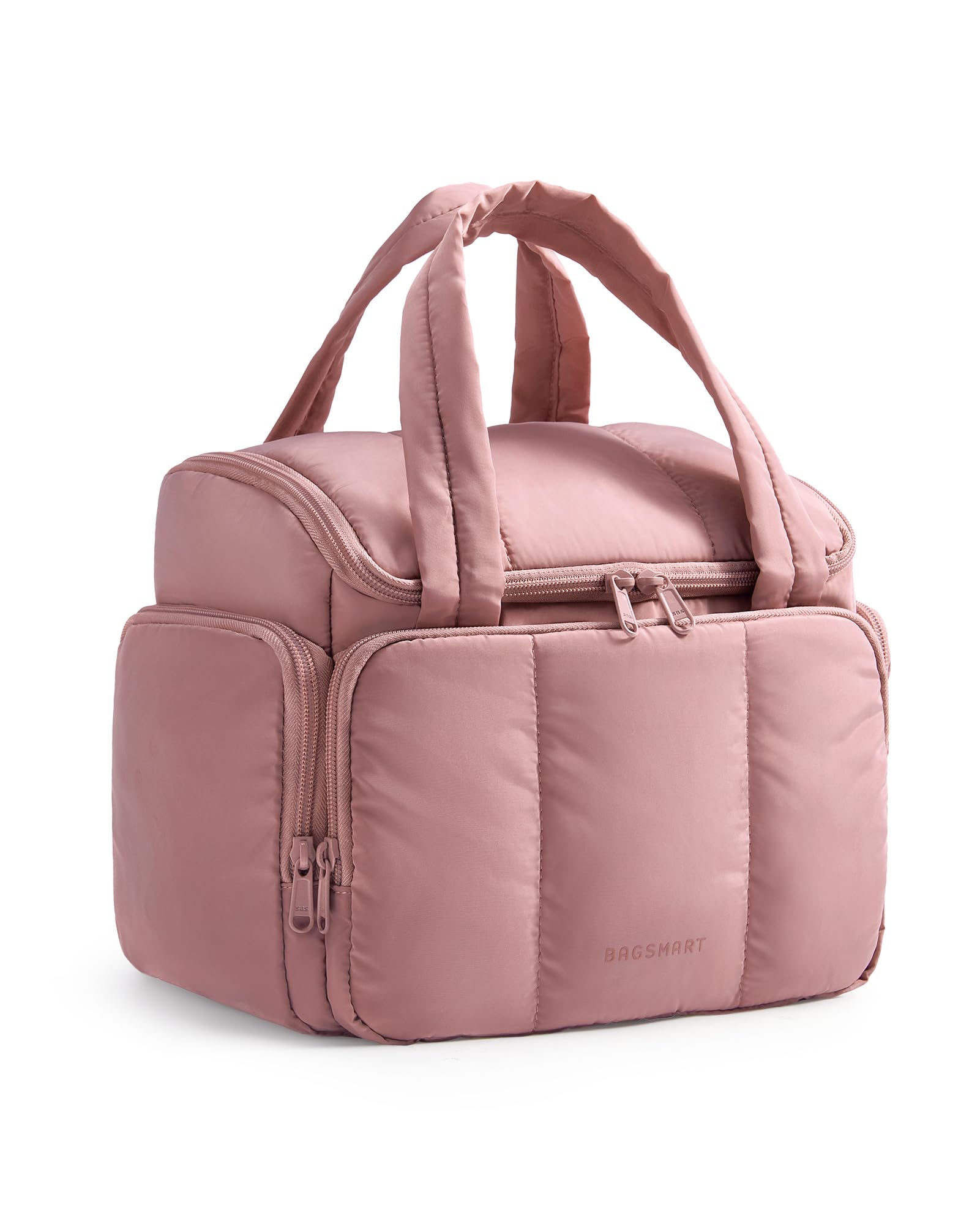 BAGSMART Travel Toiletry Bag for Women with Puffy Water-Resistant Fabric Roomy Makeup Bag Organizer for Travel-Sized Toiletries Accessories