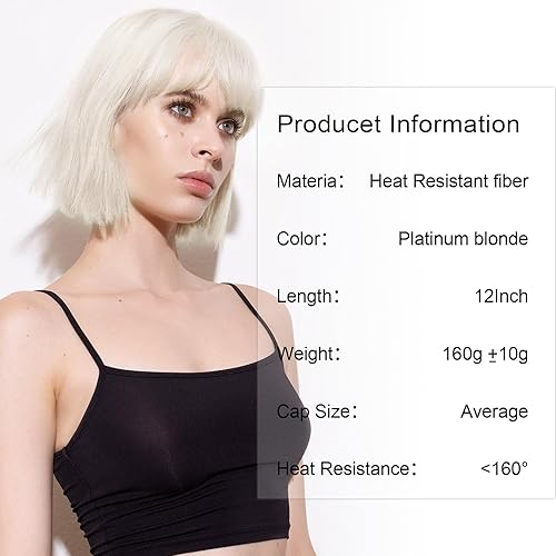 Miniatura 9 de Pelucas cortas rojas con flequillo, peluca roja recta Bob para mujer, peluca sintética roja de 12 pulgadas, resistente al calor, aspecto natural y