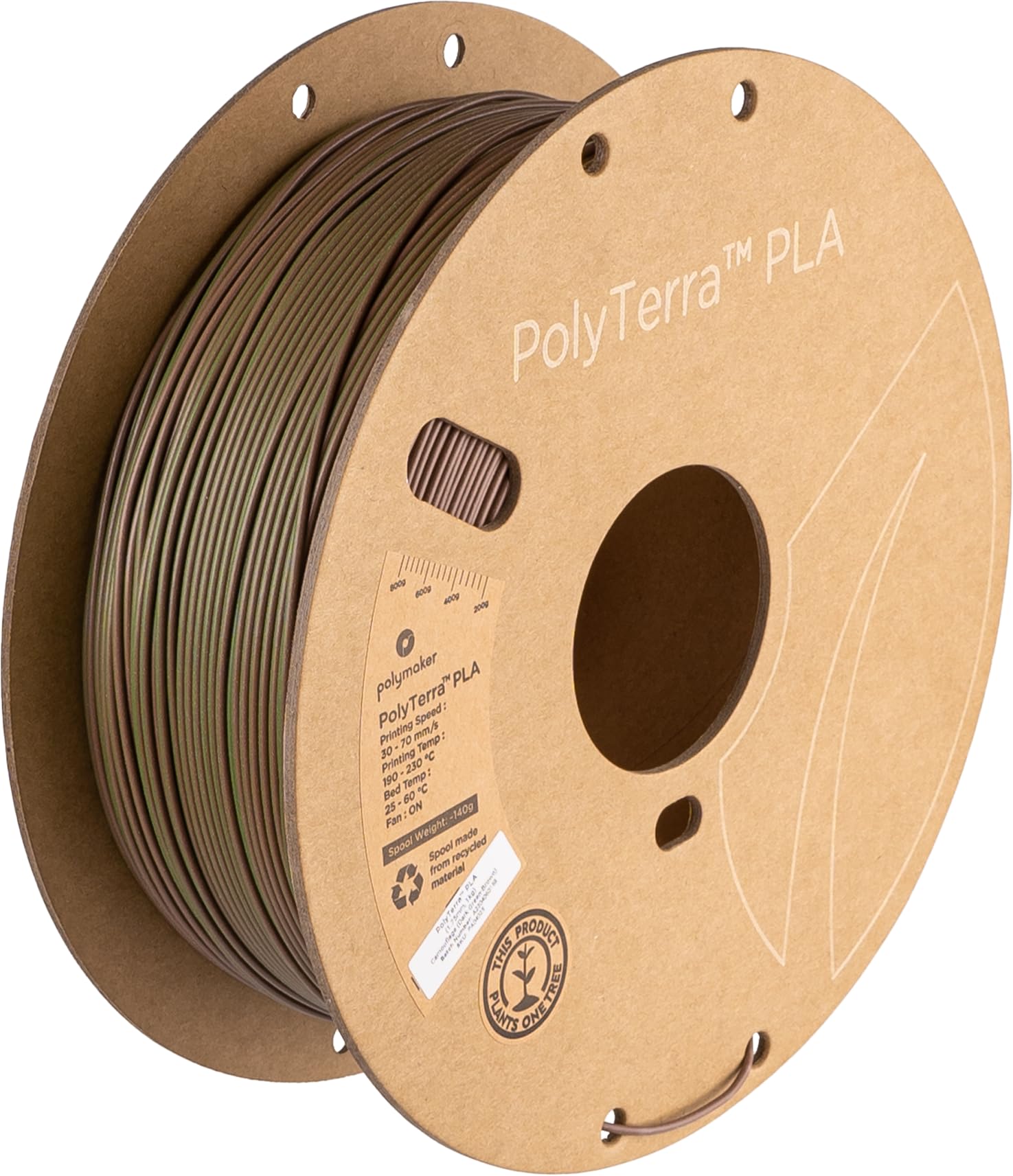 Polymaker Dual Color Matte PLA Filament 1.75mm Dark Green-Brown (Camouflage), Coextrusion 3D Printer Filament 1kg - Experience a Unique Dichromatic Matte Finish with PolyTerra PLA 1.75mm (+/- 0.03mm) (B0BNKXSVPF) Amazon Price History, Amazon Price Tracker
