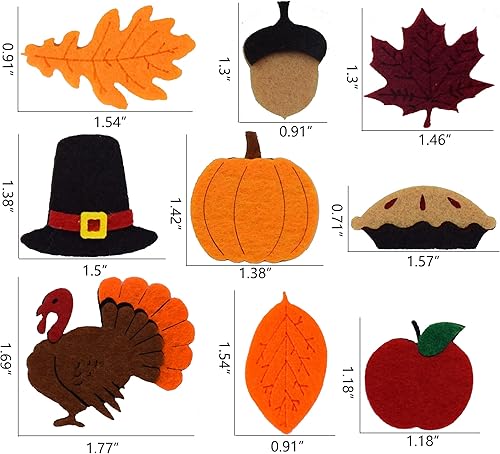 Miniatura 3 de 9 piezas de fieltro de Acción de Gracias, iconos de decoración de tablero de fieltro de otoño, accesorios de fieltro de otoño, decoración de tablero