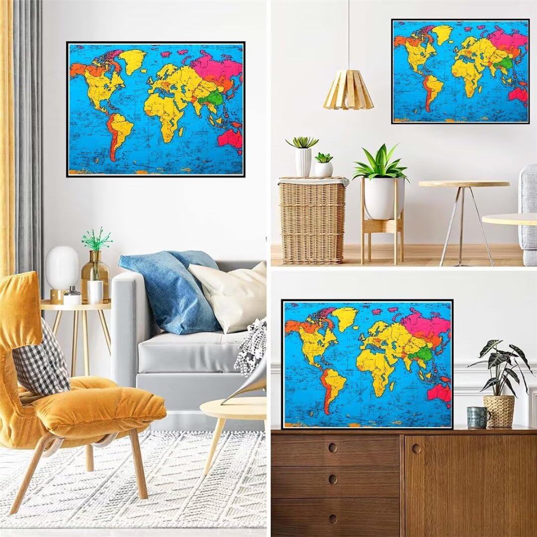 5D Diamond Art Painting Kit, Diamond Painting Mappa del mondo a colori Pittura Diamante per Bambini, DIY Hobby Creativi Adulti Diamantini Crystal Art Painting, Decorazioni Casa 80x120cm P-358
