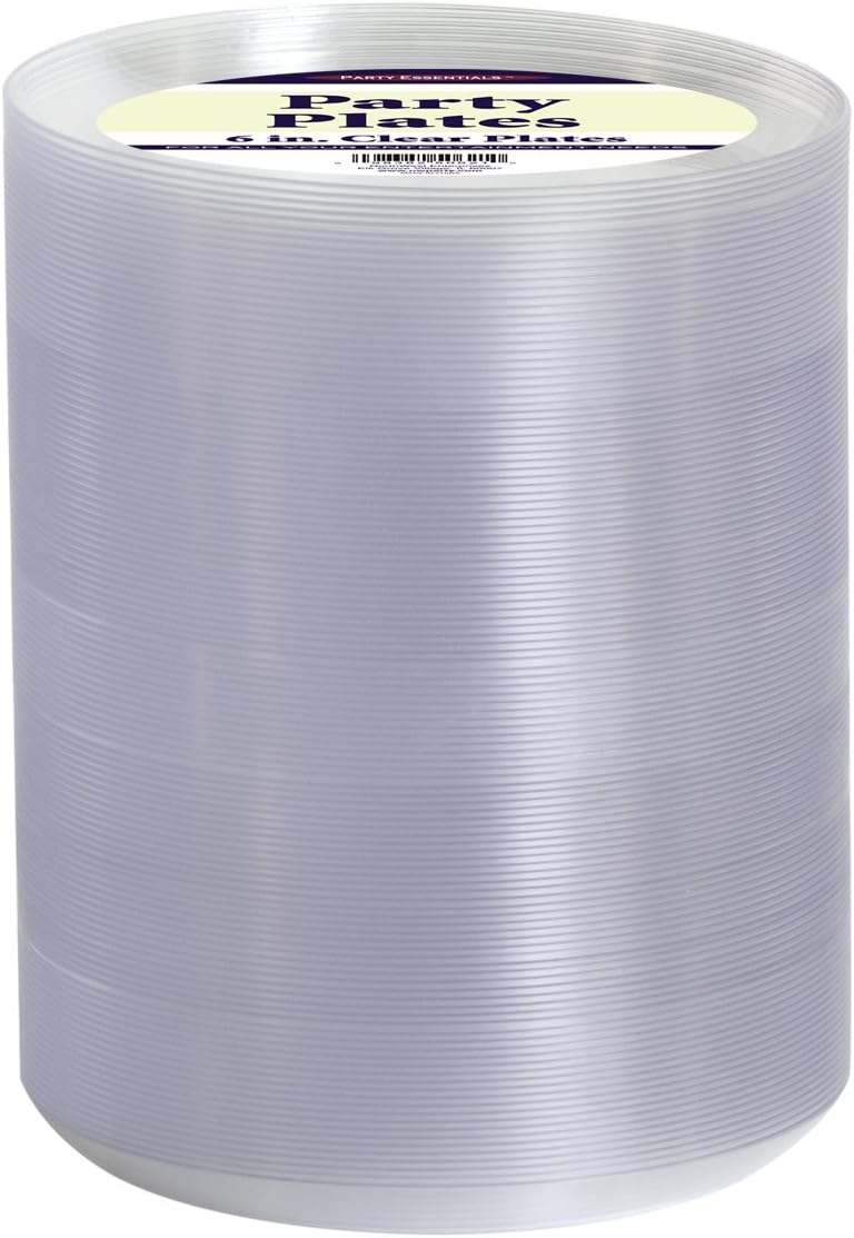 Party Essentials 120-Count Hard Plastic 6" Dessert/Appetizer Plates, Clear