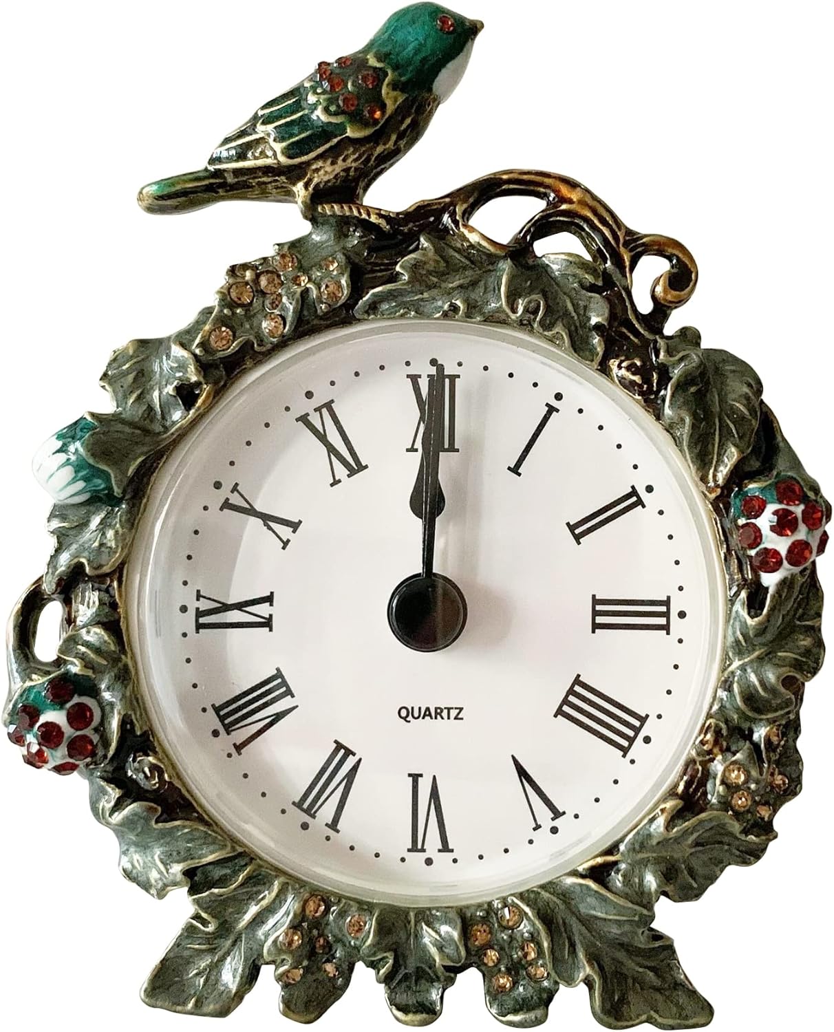 Pewery Decorative Mini Table Clock, Vintage Metal Silent Analog Quartz ...