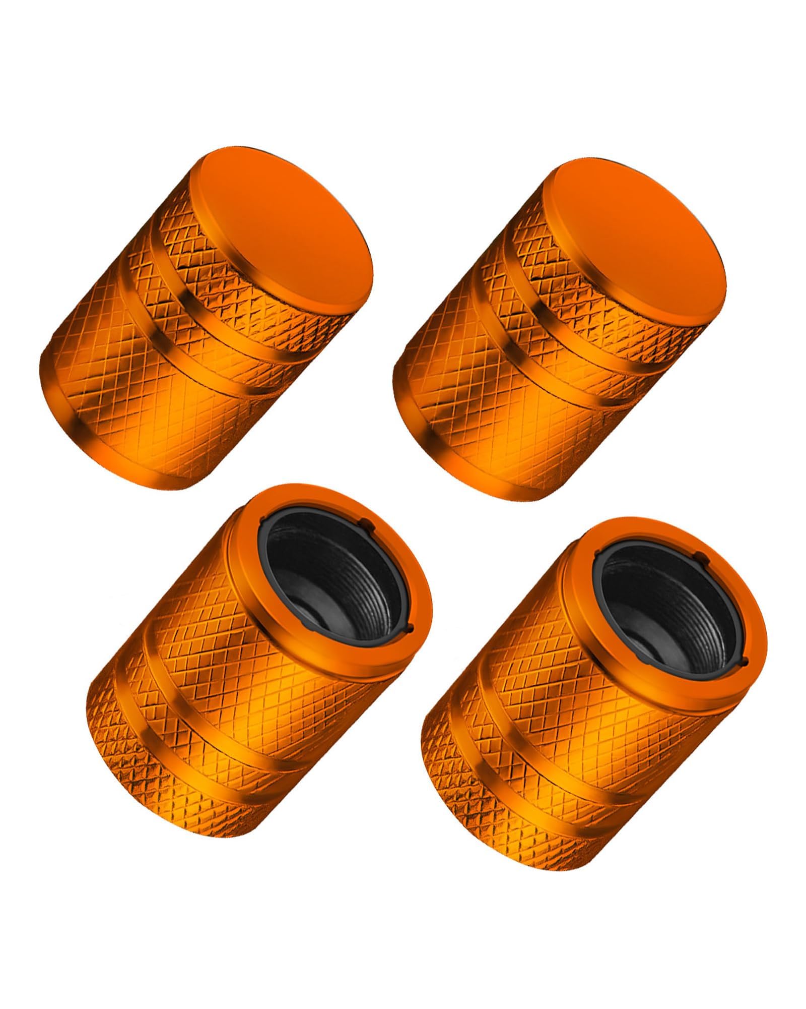 QIZUN 4 pcs Tyre Valve Stem Caps for Skoda KAROQ Baujahr 2017-2026, Aluminium Alloy Leak-proof Wheel Dust Covers Durable Air Valve Protectors Auto Rim Accessories,Orange