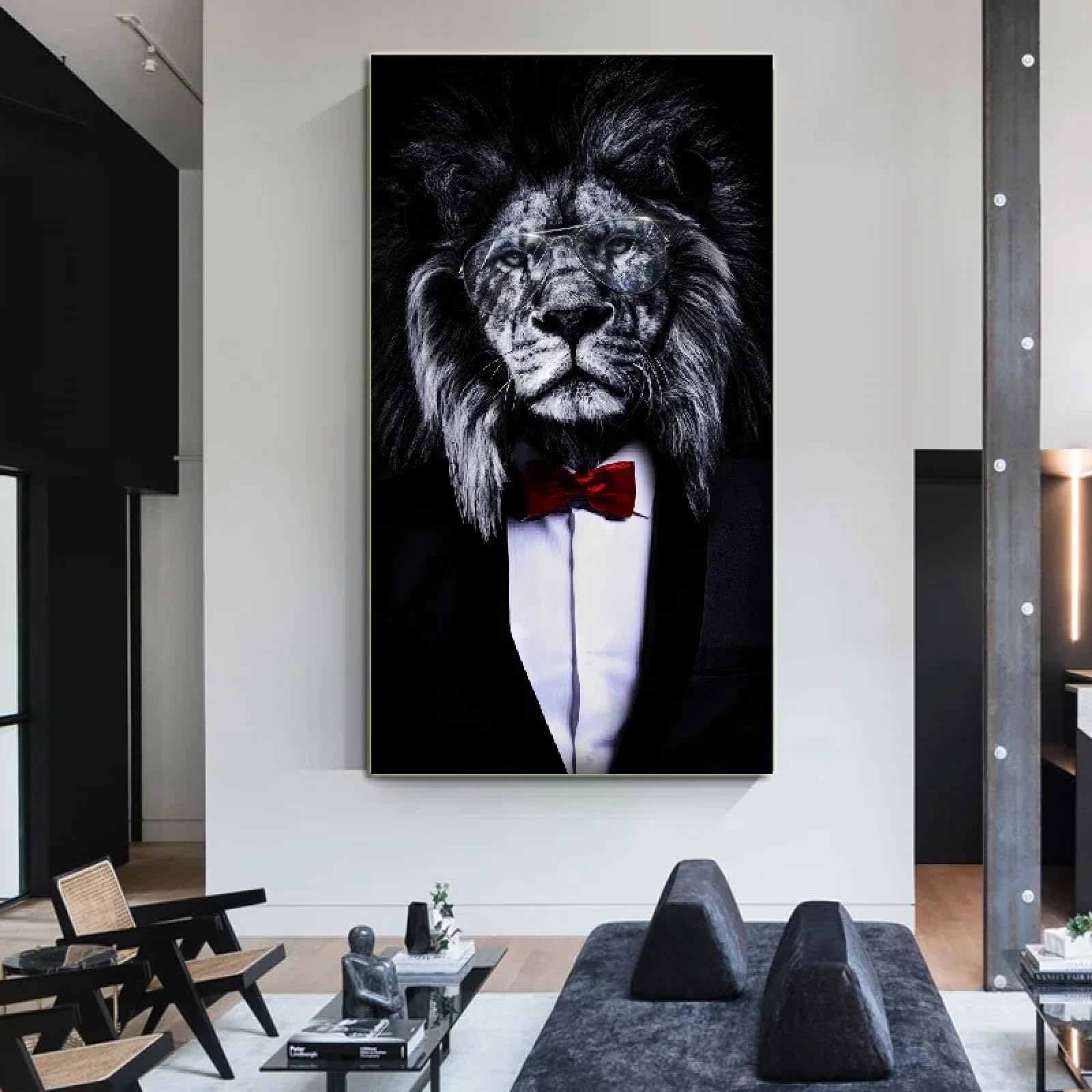 Tableau lion abstrait grand format pour habiller un mur vide - 8