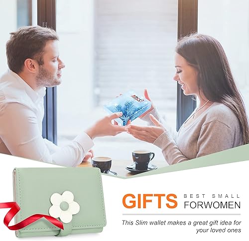 Miniatura 6 de Lindas carteras pequeñas para mujer, cartera de tres pliegues a la moda para niñas, cartera corta delgada para mujer con ventana de identificación,