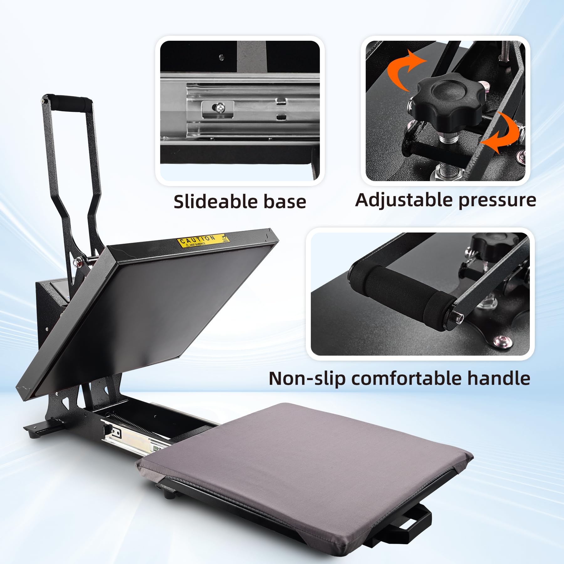Presse à chaud 1600W Pour T-Shirts,Machine Impression Textile 38x38cm avec Affichage LED, DIY Presse de Transfert Chauffage Rapide Sublimation Pour Vêtements,Sacs