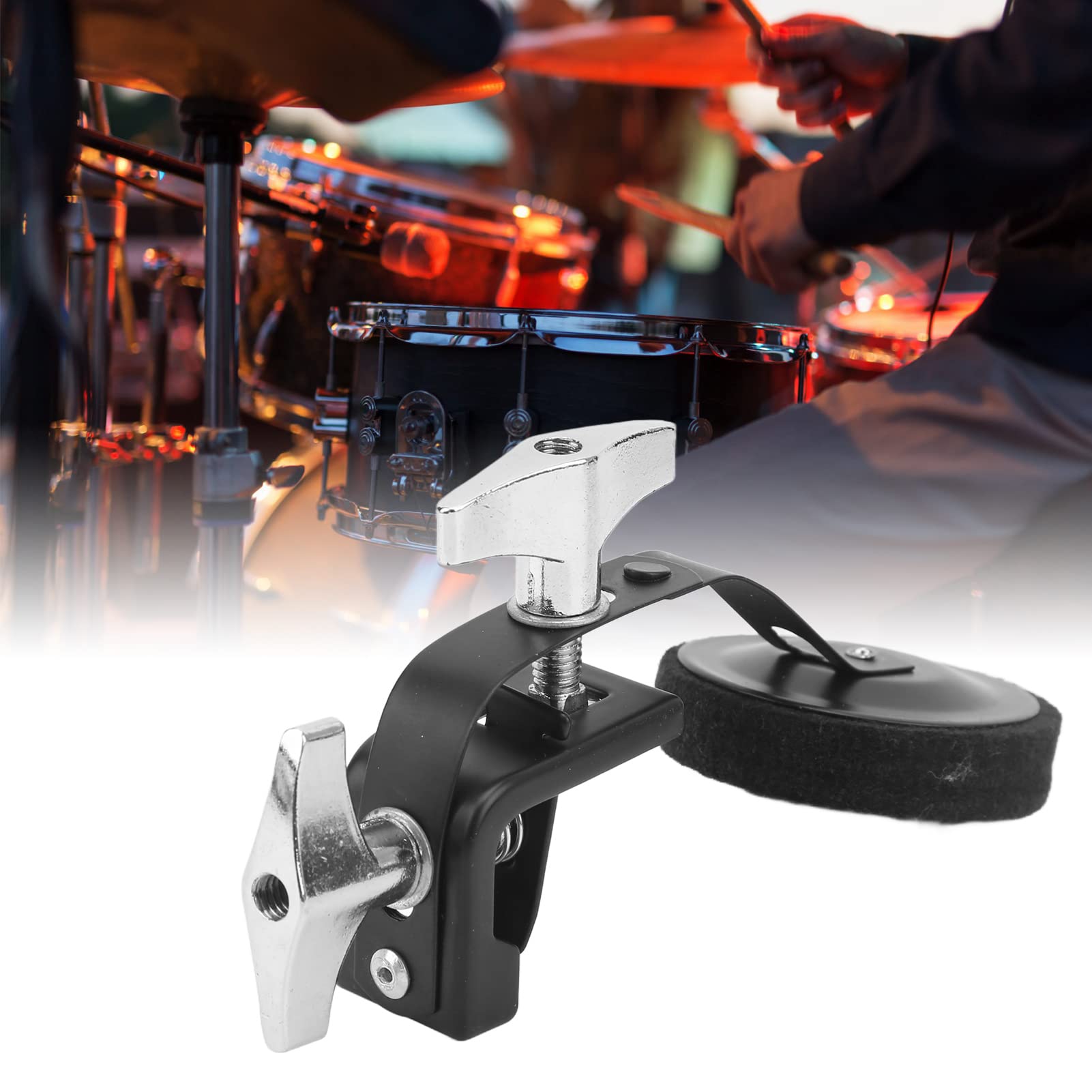 Silenziatore Sordina per Batteria, WC308 Morsetto in Metallo Nero Sulla Marmitta per Batteria Silenziatore di Controllo del Tono per Rullanti Accessori per Batteria Tom