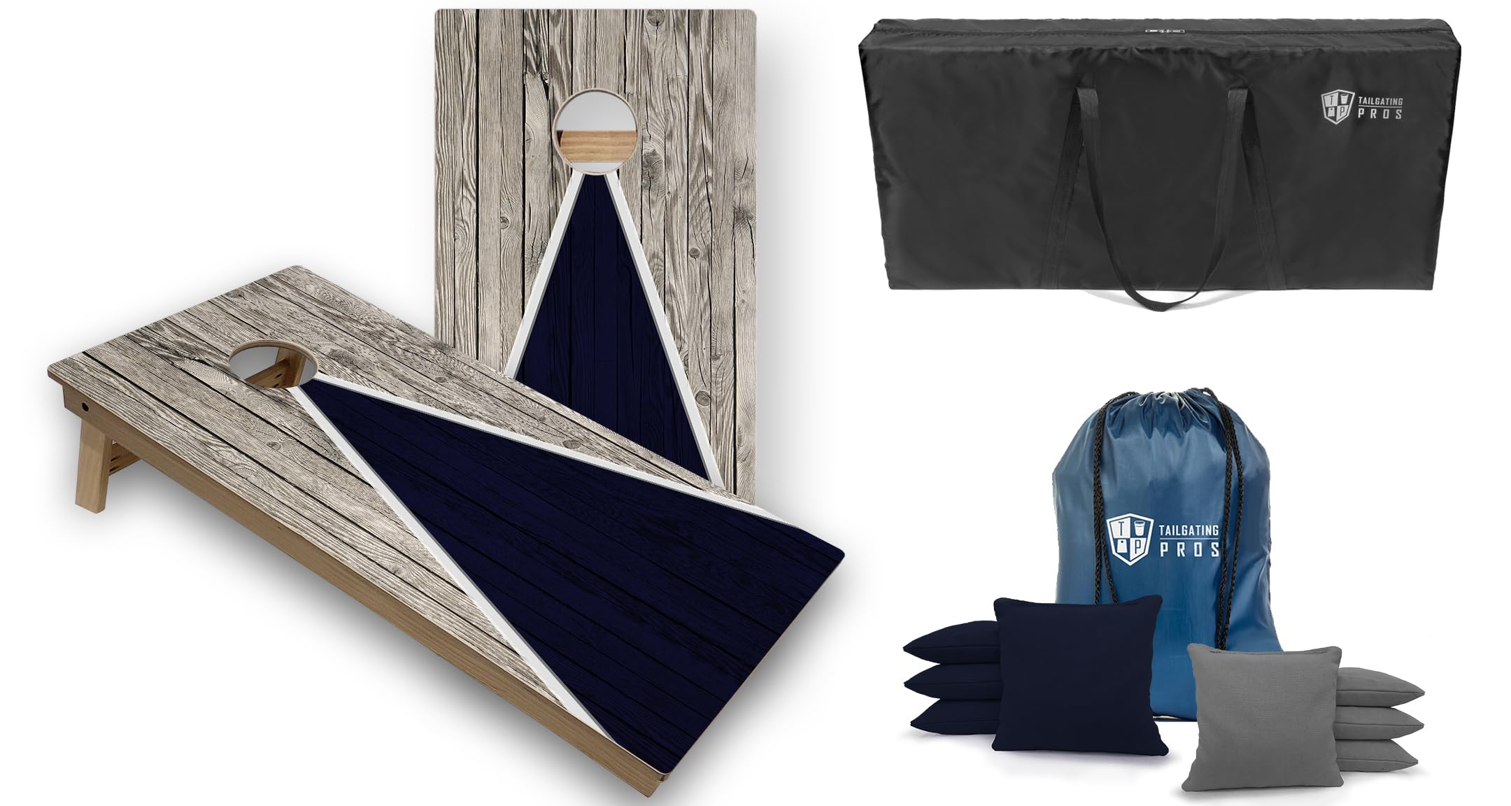 Tailgating Pros Tournament Grade Multicolor Cornhole Boards - Carrying Case & Set of 8 Corn Hole Bean Bags w/Tote