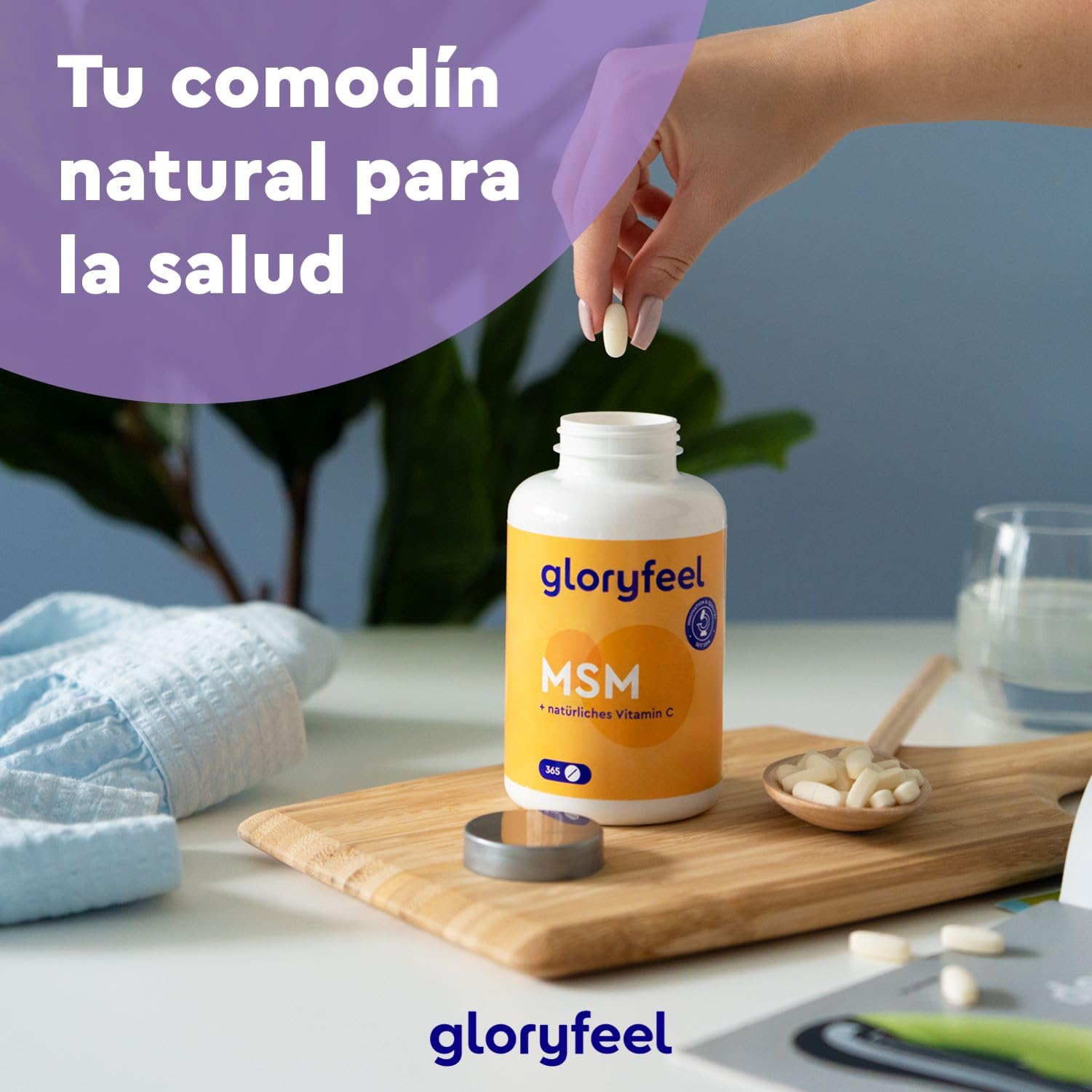 MSM 2000mg + Vitamina C Natural - 365 Tabletas de alta dosificación - Para huesos, articulaciones, piel y sistema inmunitario* - Metilsulfonilmetano vegano - Probado en laboratorio, sin aditivos