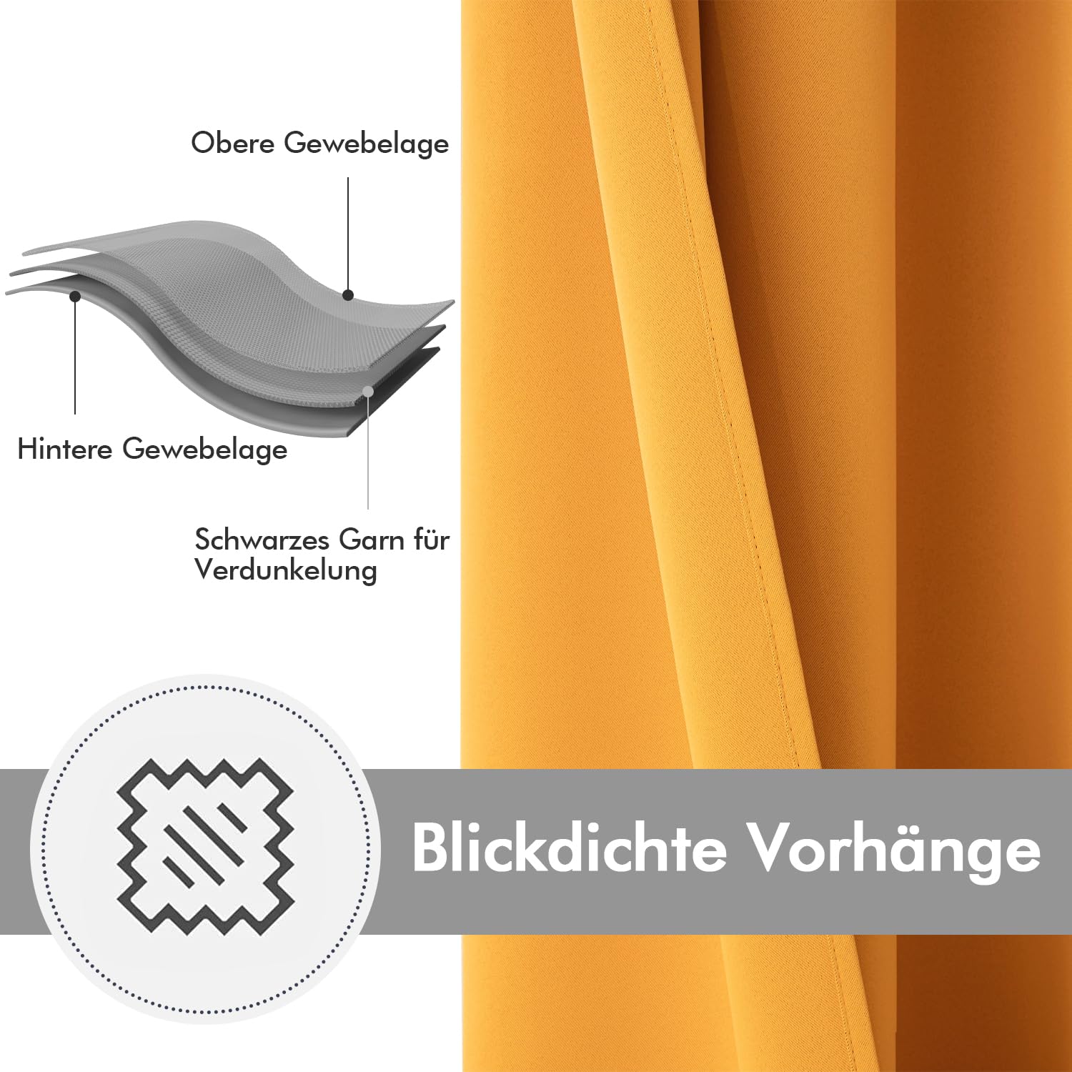 Elegant Comfort Verdunkelungsvorhänge – 2-teilig, 137 X 241 Cm, Gelb, Wärmeisolierend & Energisierend