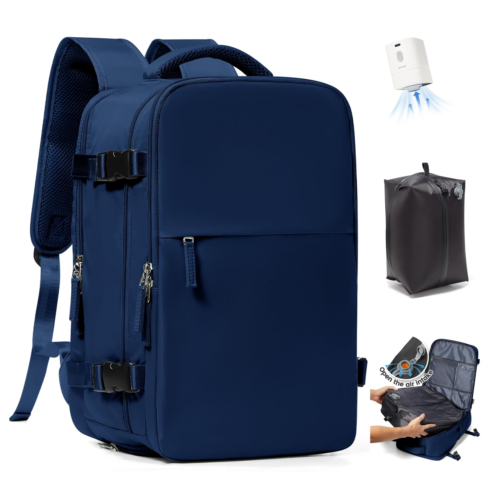 SZLX Zaino Ryanair 40x30x20 Sottovuoto Zaino da Viaggio 40x30x20 Wizzair Bagaglio a Mano 40x20x25 Borse da Cabina per Easyjet 45x36x20 Donna con USB Adatto a PC da 14 Pollici, Valigia con Sottovuoto