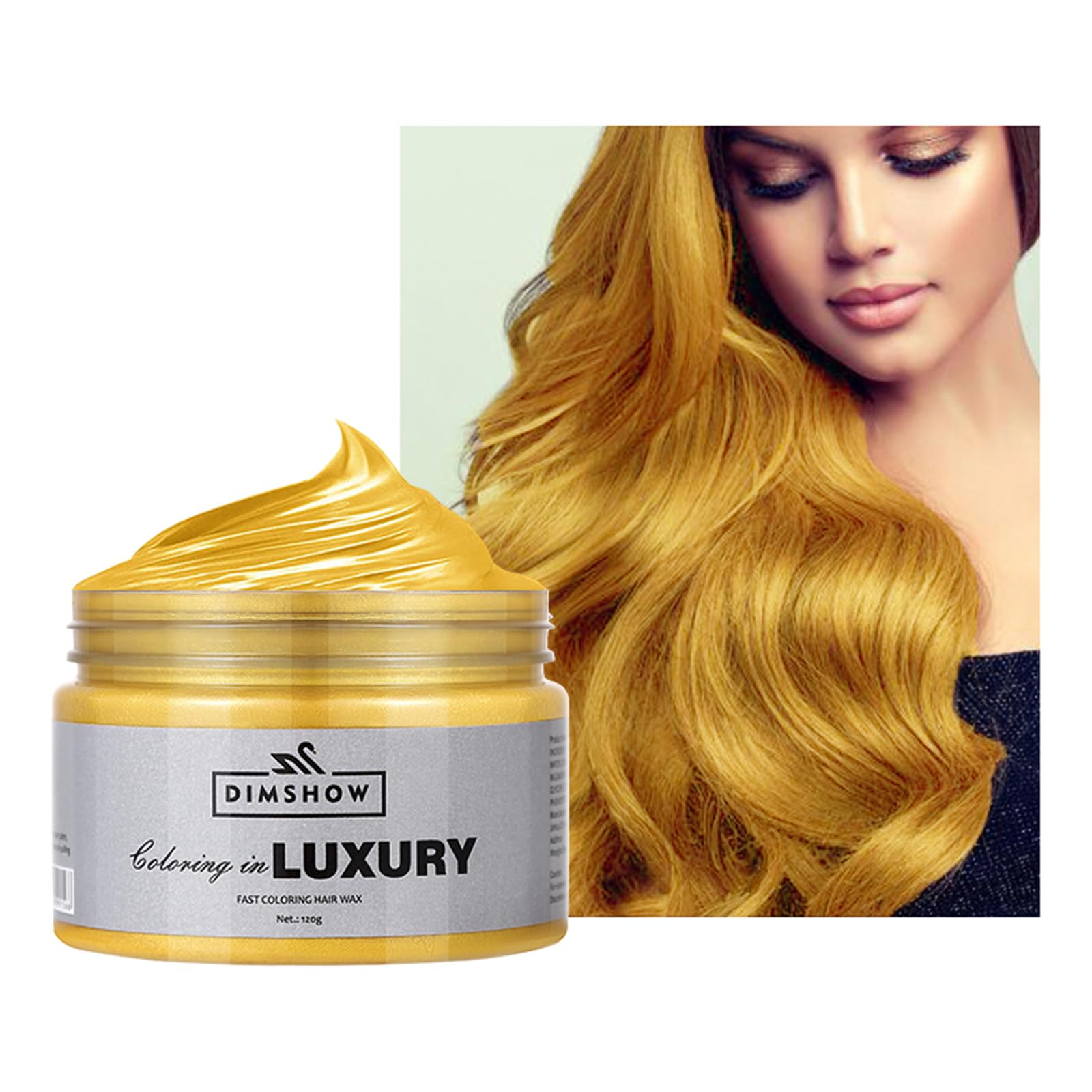Colored Temporary Hair Color Wax, Color Hair Wax Non-Toxic Instant Hair Color Cream Temporary Washable Natural Hair Dye Styling Cream Hair Coloring Wax For Men&Women Party Cosplay Halloween(01# Gold)