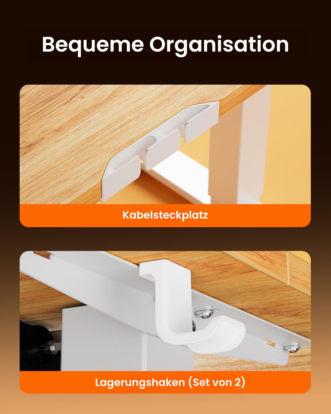 ErGear Höhenverstellbarer Schreibtisch 120x60cm 4-Speicher geteilte Platte – Ansicht 7