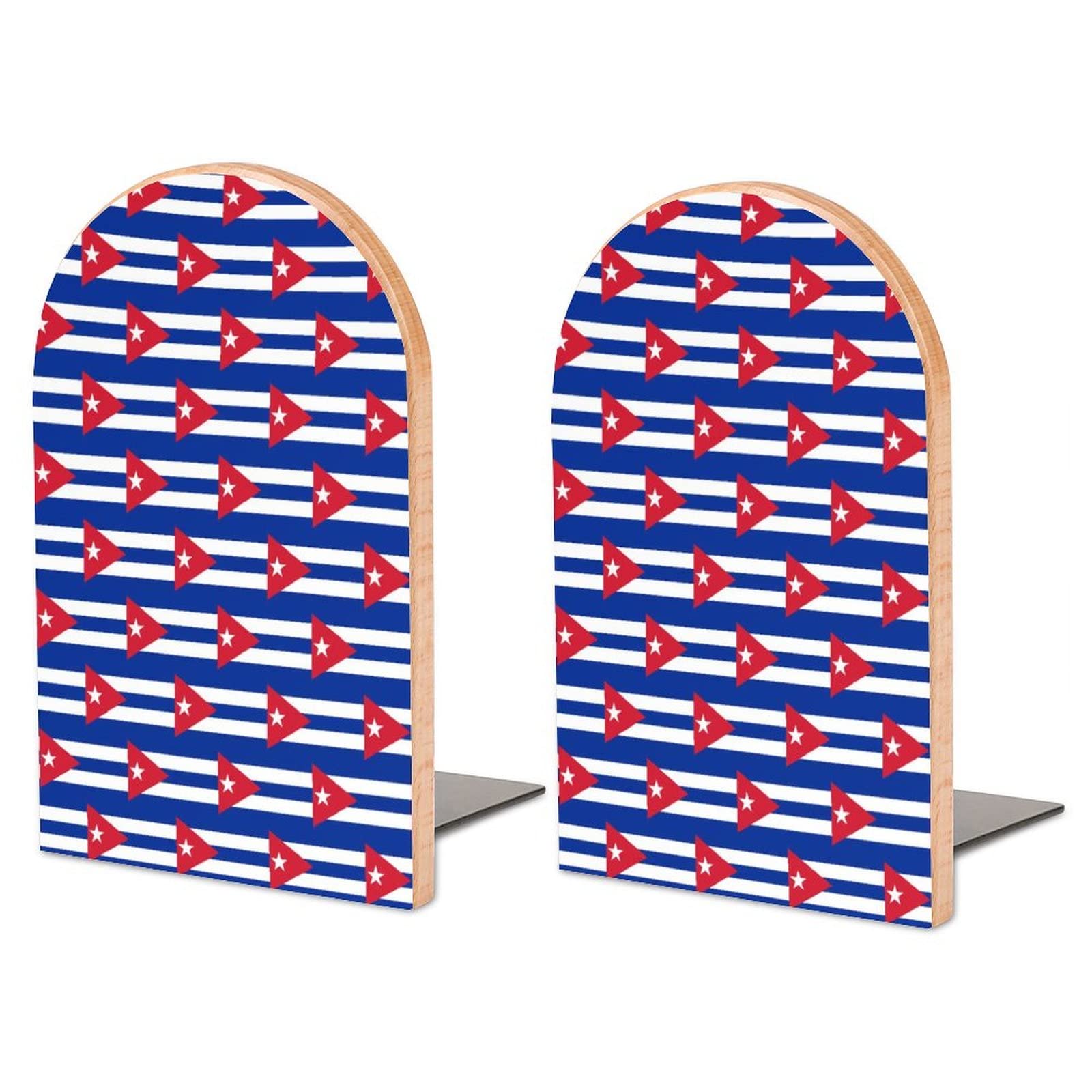 Flag of Cuba Bookends Heavy Duty Book Stand 1 Pair for Home Office Shelves Decorative