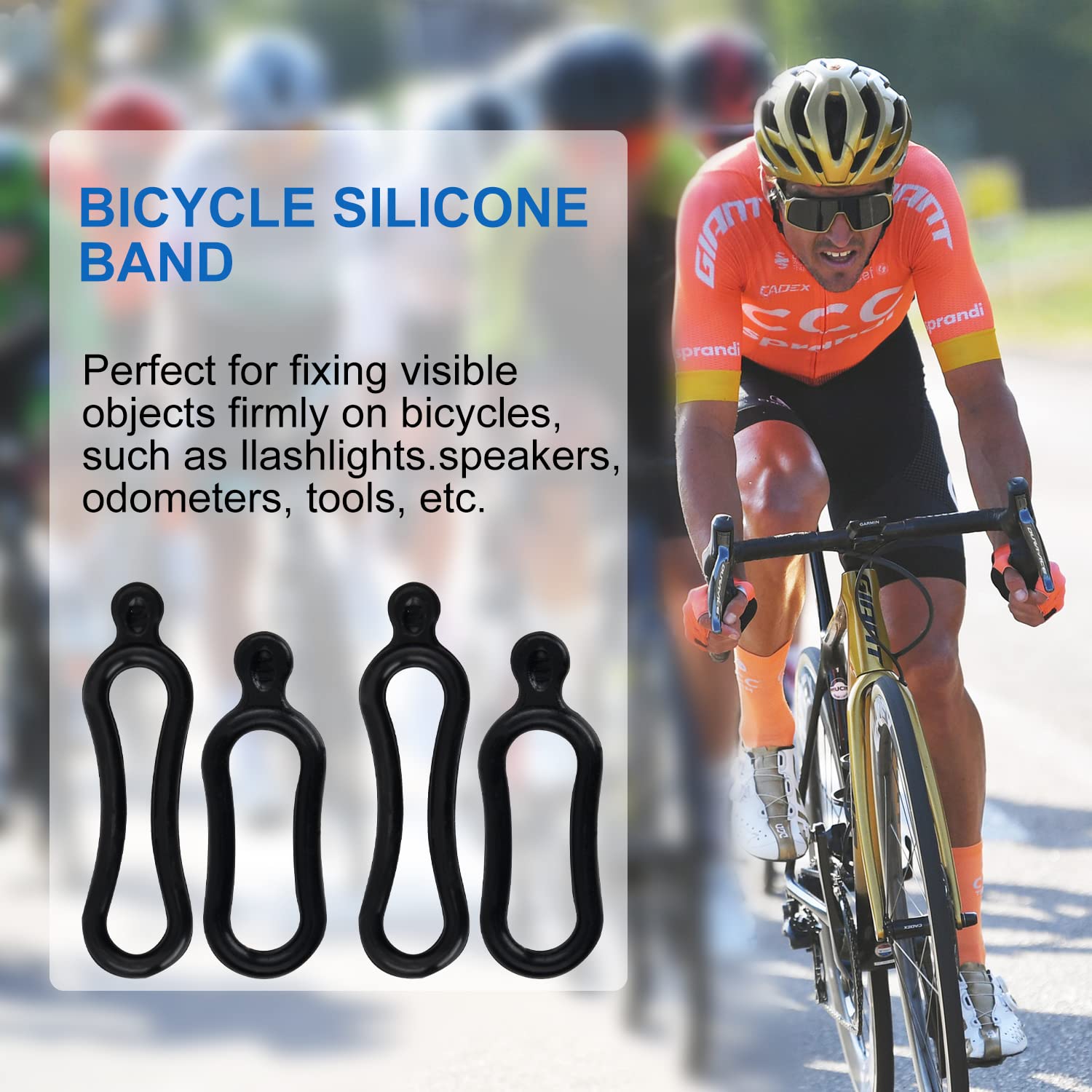 Cinghie Elastiche Per Bici – 4 Pezzi In Gomma Siliconica Per Fari, Fanali E Accessori, Montaggio Facile E Sicuro