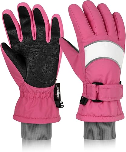 Unigear Guantes de esquí para niños, impermeables, para invierno, clima frío, snowboard y snowboard, se adaptan tanto a niños como a niñas
