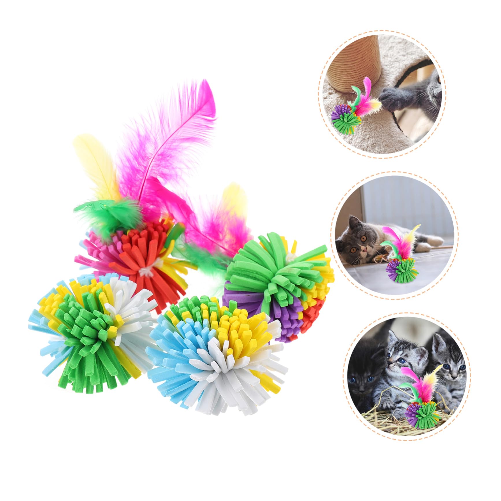 Gatuida Lot de 4 Balles à Griffer pour Chat en EVA Plume, Jouet Interactif pour Chat, pour Intérieur