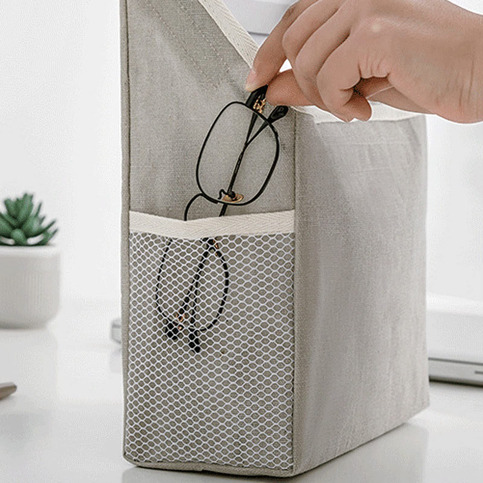 Cestino da parete in canapa color crema, organizer da parete con ganci, cestini da parete moderni da appendere, organizer da parete, borsa portaoggetti in lino. - Italia