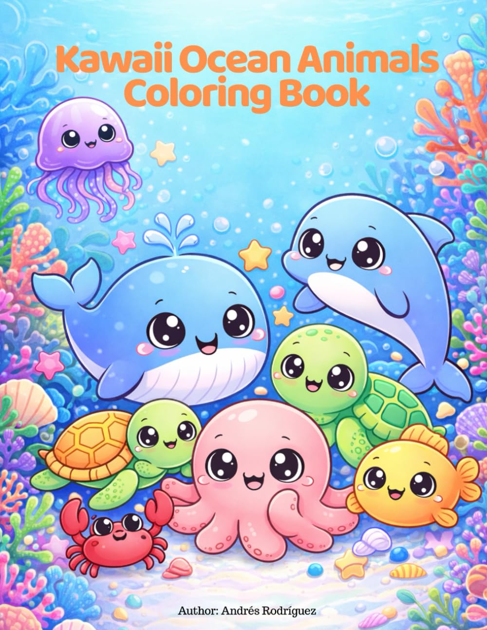 Kawaii Ocean Animals Coloring Book