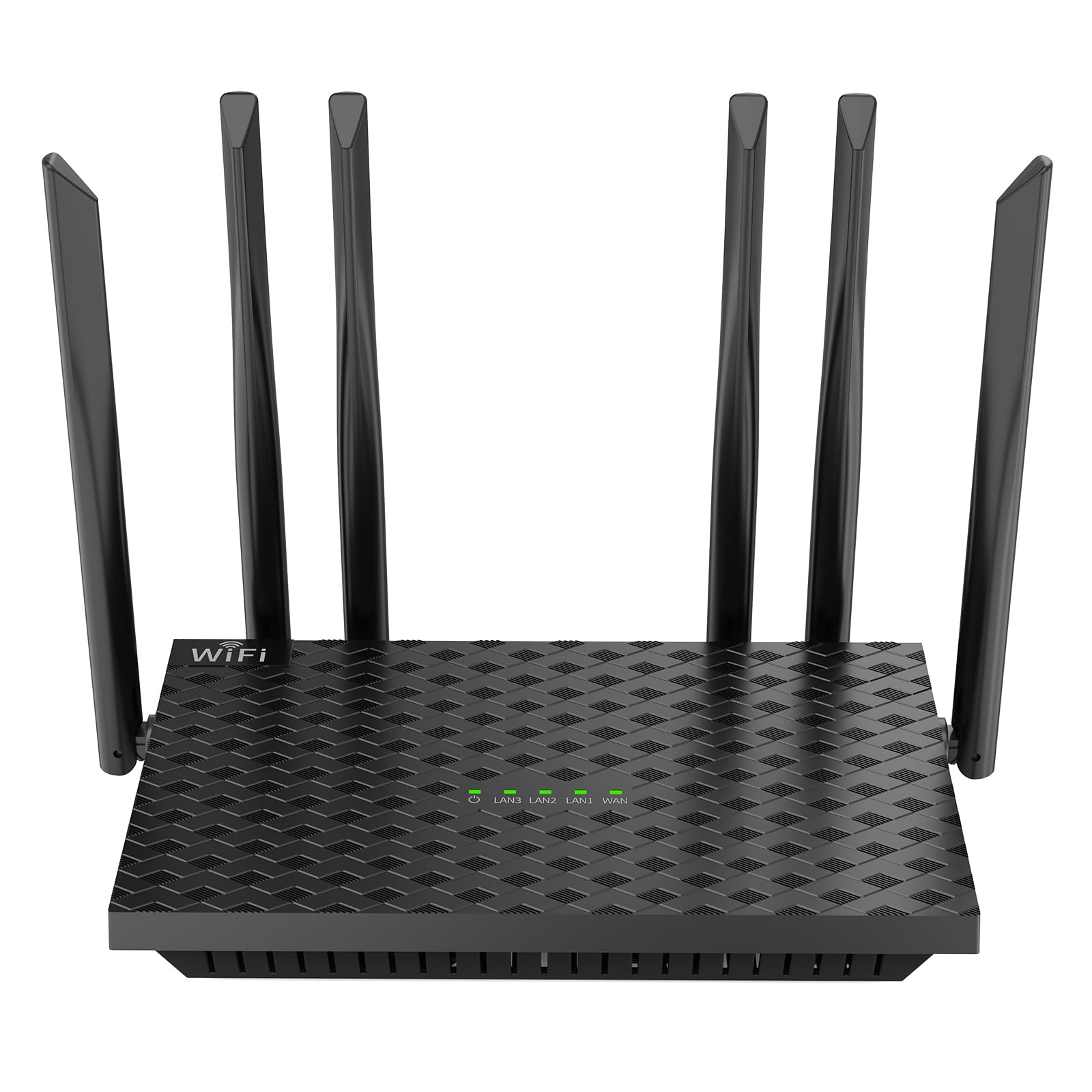 WiFi Router, 6-Antenna High-Gain Router, 802.11 b/g/n Internet Router, Supports Router, Bridge, Repeater and AP Modes for Home Office Black