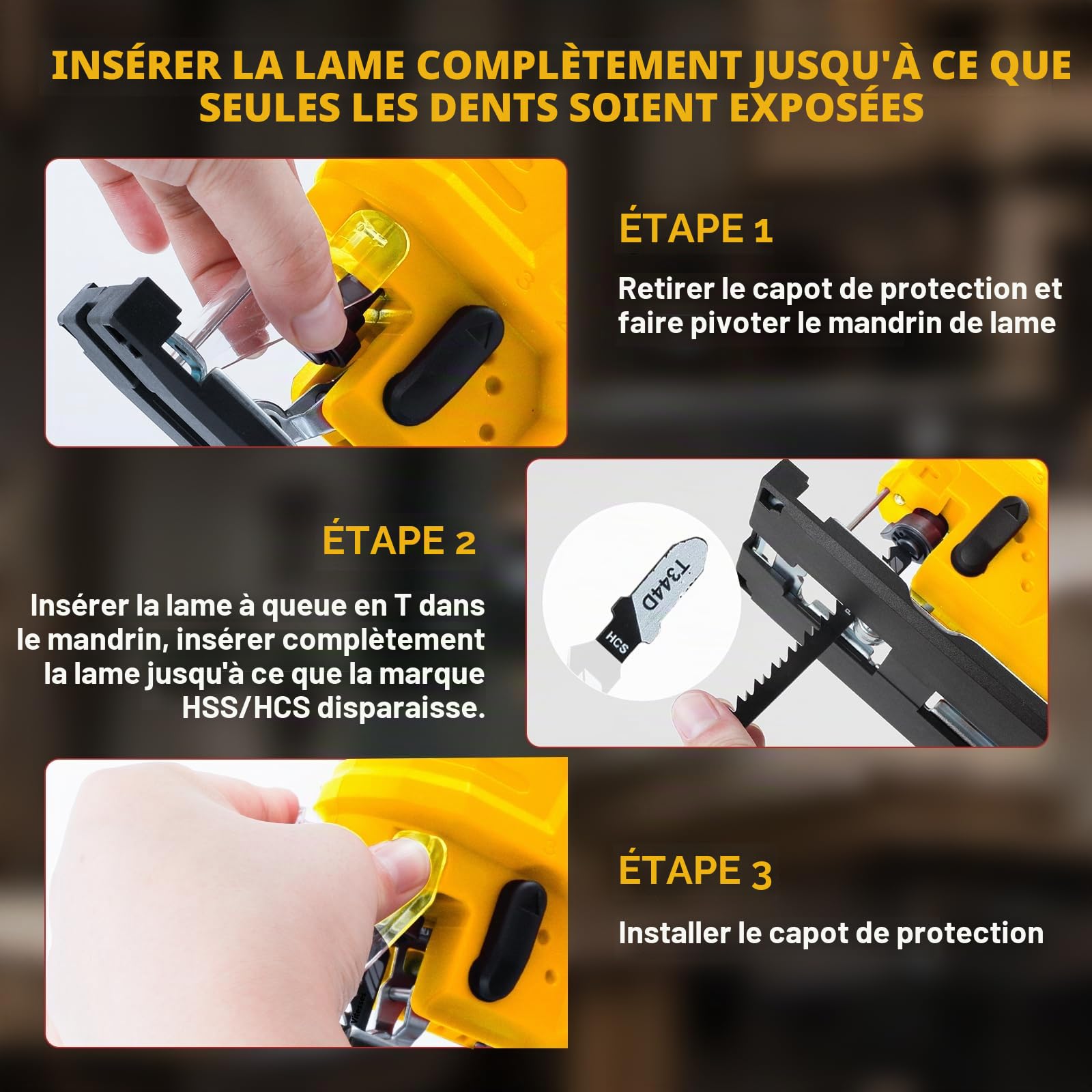 Scie sauteuse sans fil compatible avec batterie Dewalt 20V, outil de coupe de scie sauteuse sans balais 400 W, 2700 tr/min, coupes biseautées à 45° pour des coupes droites/incurvées/circulaires