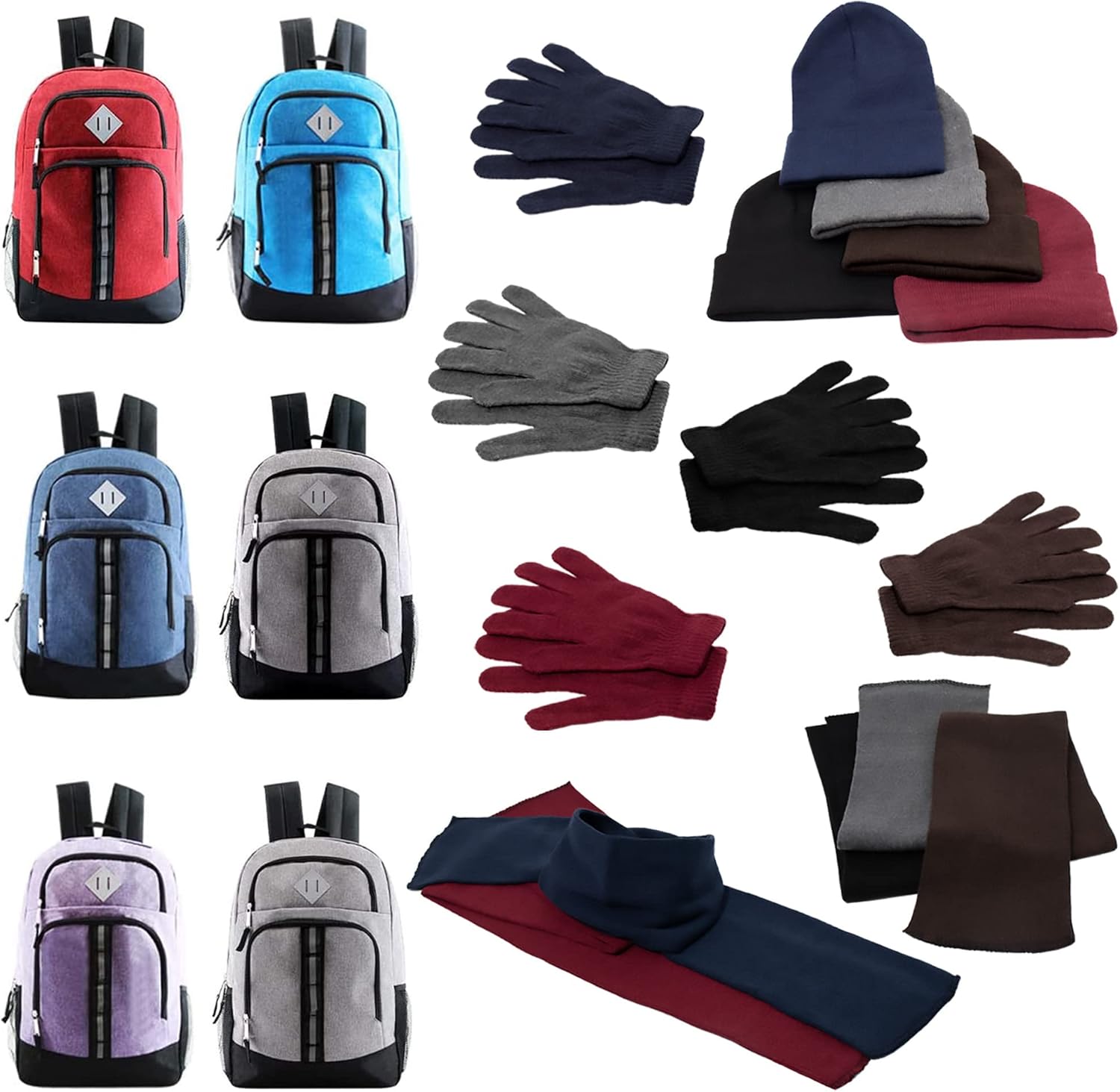 Bulk Case of 12 Backpacks and 12 Winter Item Sets