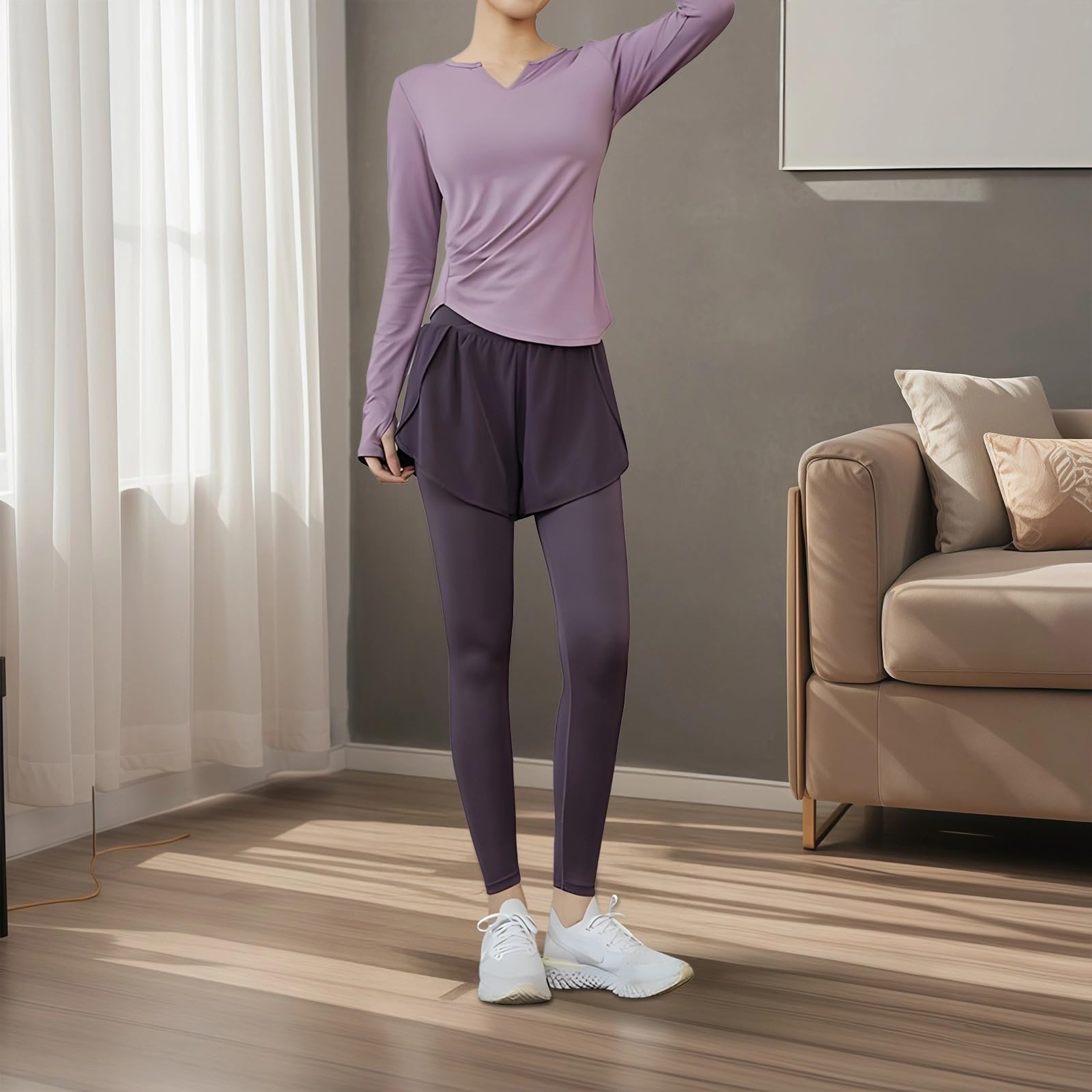 Activewear - Conjunto de 3 piezas para mujer, traje de yoga con tela transpirable y antibolitas, talla XXL para 135-150, cómodo y elegante