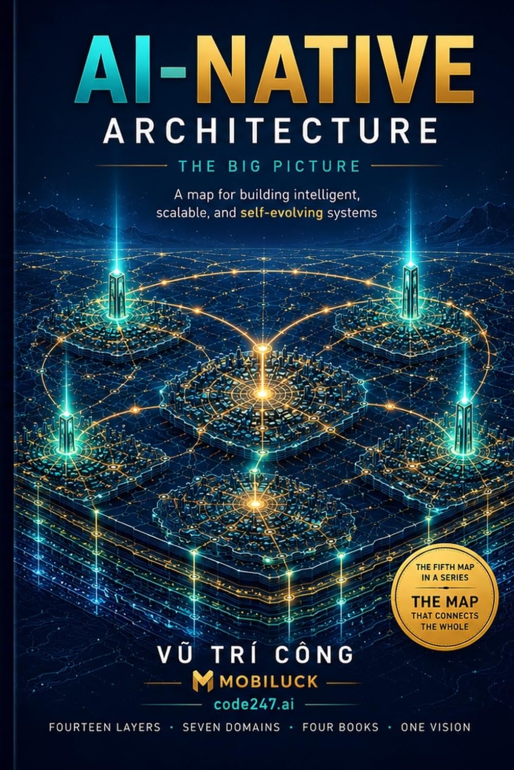 AI-NATIVE ARCHITECTURE THE BIG PICTURE: 14 Layers · 7 Domains · The Multi-Sector Application Matrix (The AI-Native Series)