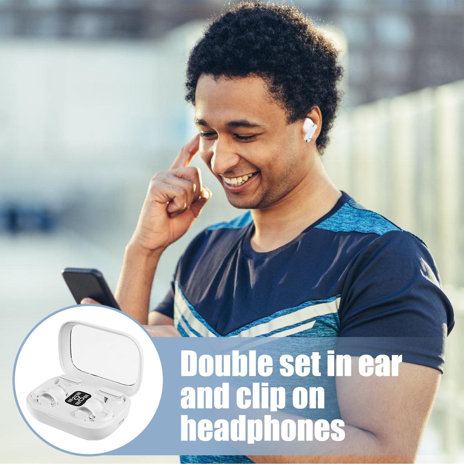 Générique Écouteurs sans Fil | Écouteurs Intra-Auriculaires Réducteur de Bruit - Réduction Active du Bruit avec Affichage LED et Autonomie Prolongée pour Sport Course Entraînement et Appels