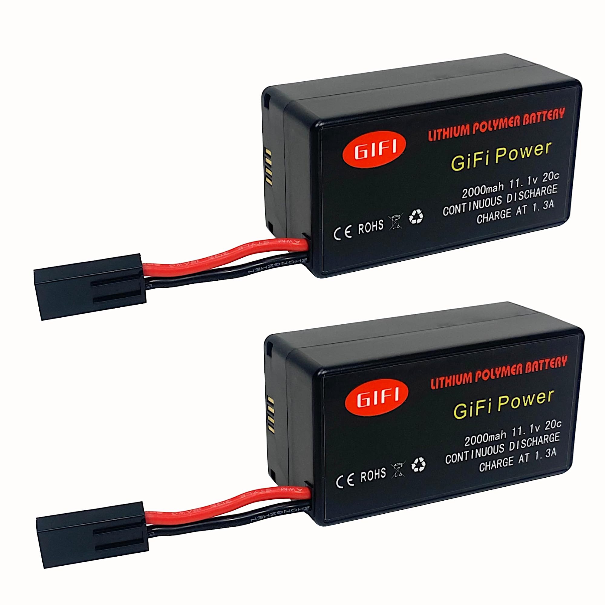 MaximalPower Gifi Power LiPo Battery or Charger for Parrot AR.Drone 2.0 & 1.0 Quadricopter (2 Battery 2000mAh)